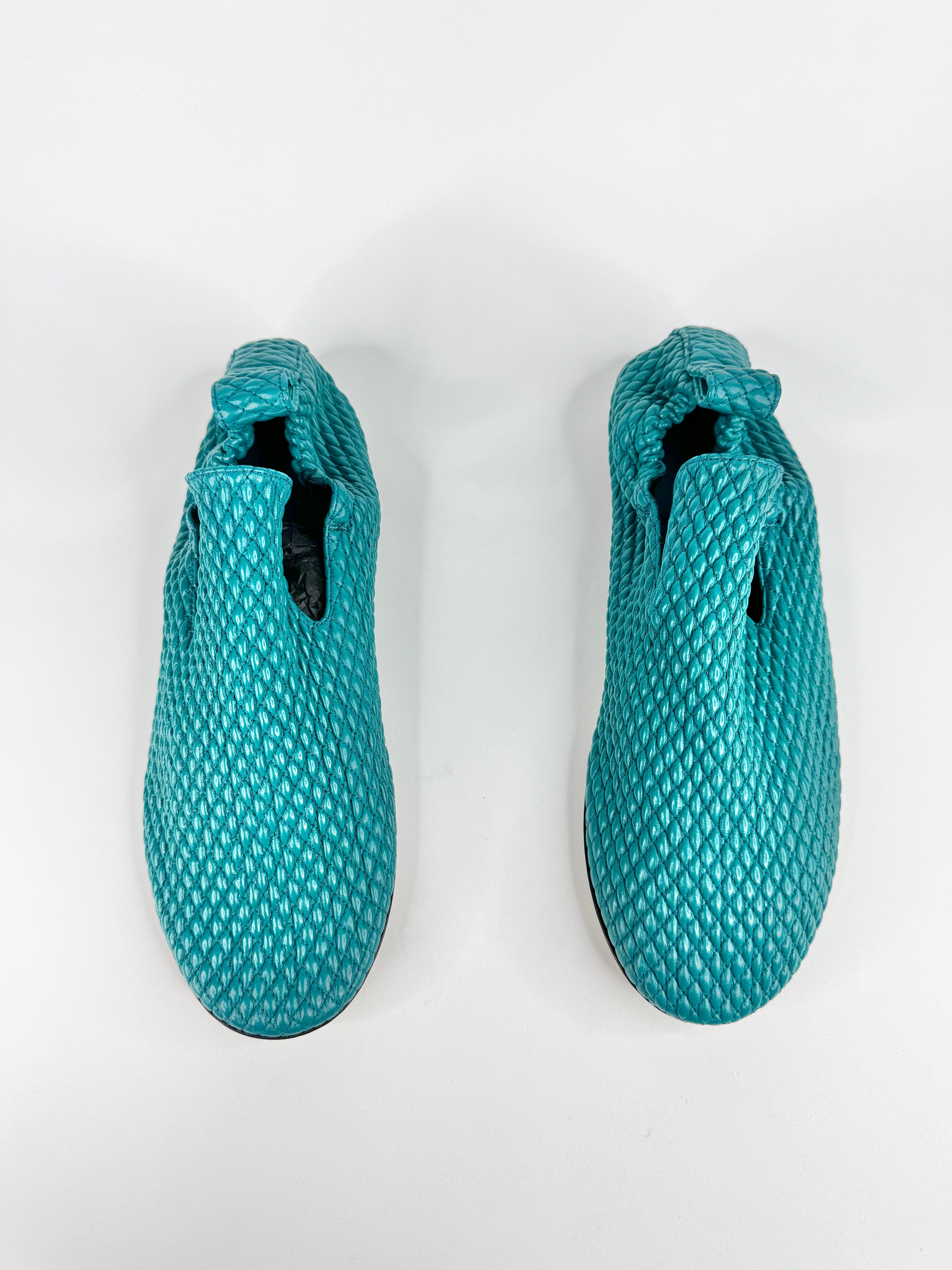 Bottega Veneta Turquoise Intrecciato Flats - EU42