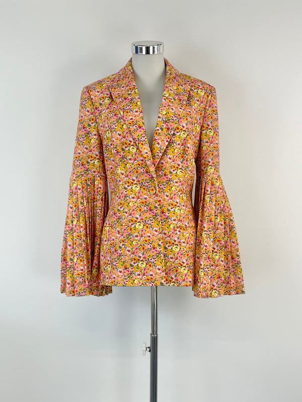 Boskemper Floral Patterned Pleated-Sleeve Blazer - AU8