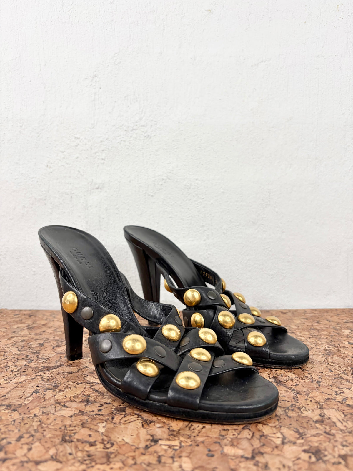Gucci Black Studded Leather ‘Babushka’ Mules - EU38