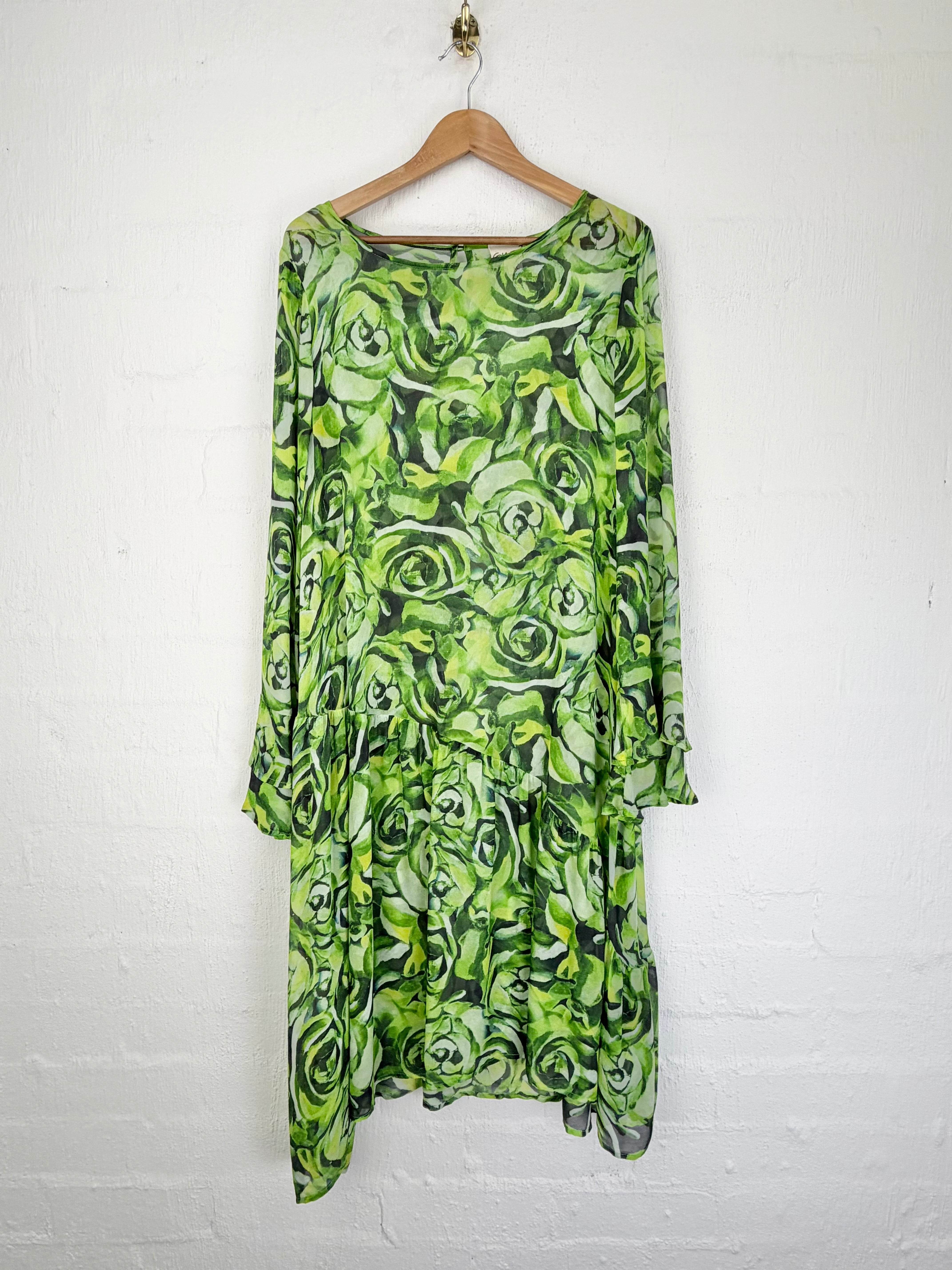Trelise Cooper Apple Green Rose before Bros 'Side Chick' Dress - AU16/18