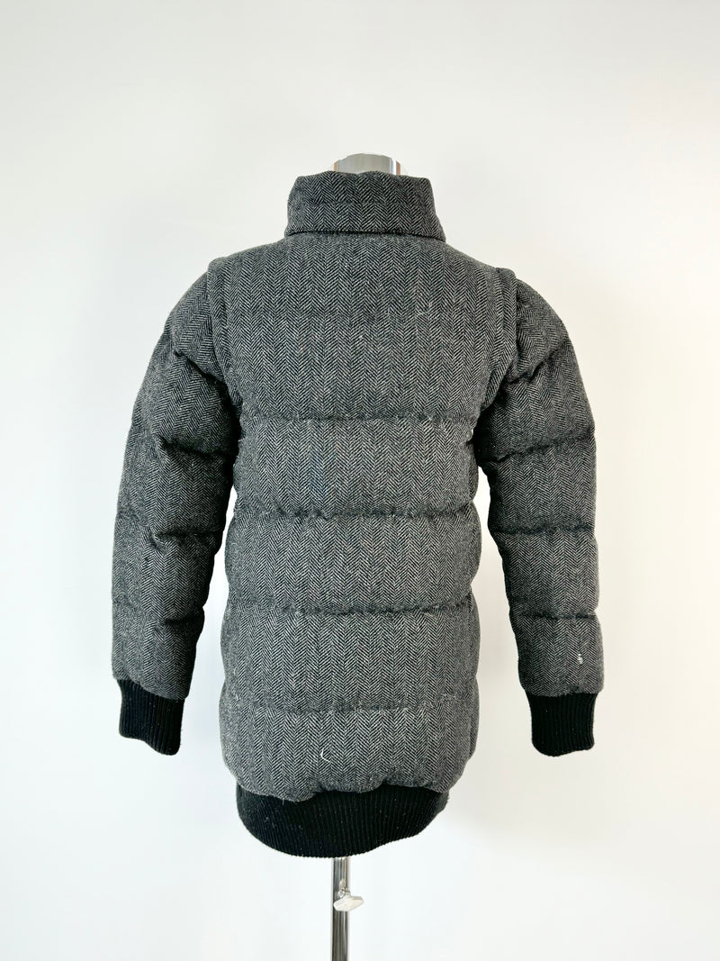 Izzuextreme Reversible Black & Herringbone Wool Blend Puffa Jacket - AU6/8