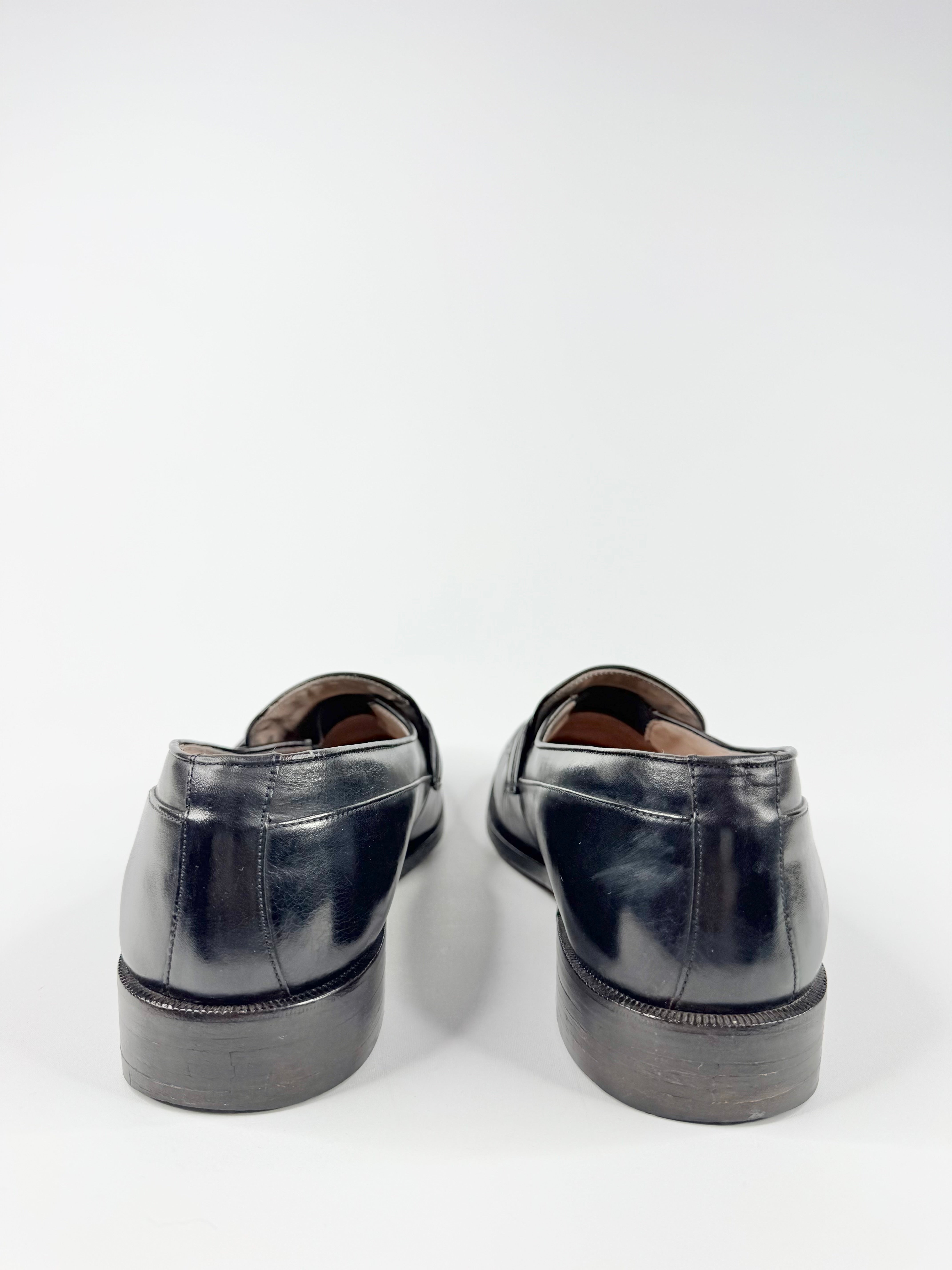 Vintage  Italian Made Black Leather Loafers - 7