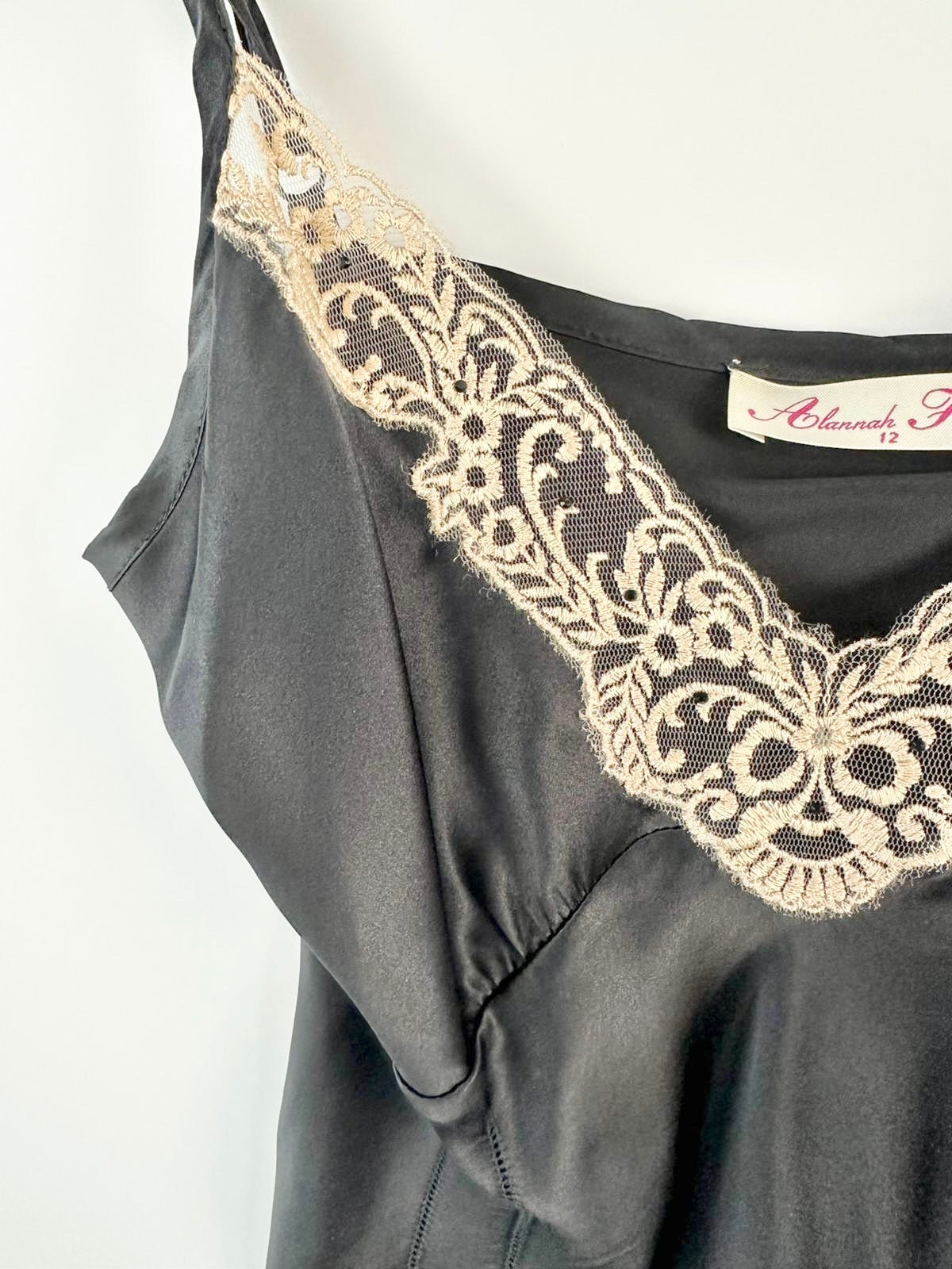 MFW Alannah Hill Black & Vanilla Silk & Lace 'Hey Sexy Girl' Singlet - AU12