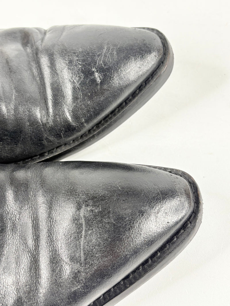 Italian Made Black Leather Lace-Up Derby Shoes - EU43