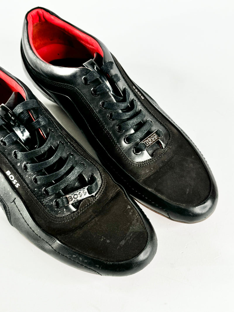 Boss Sleek Black Leather Sneakers - EU44