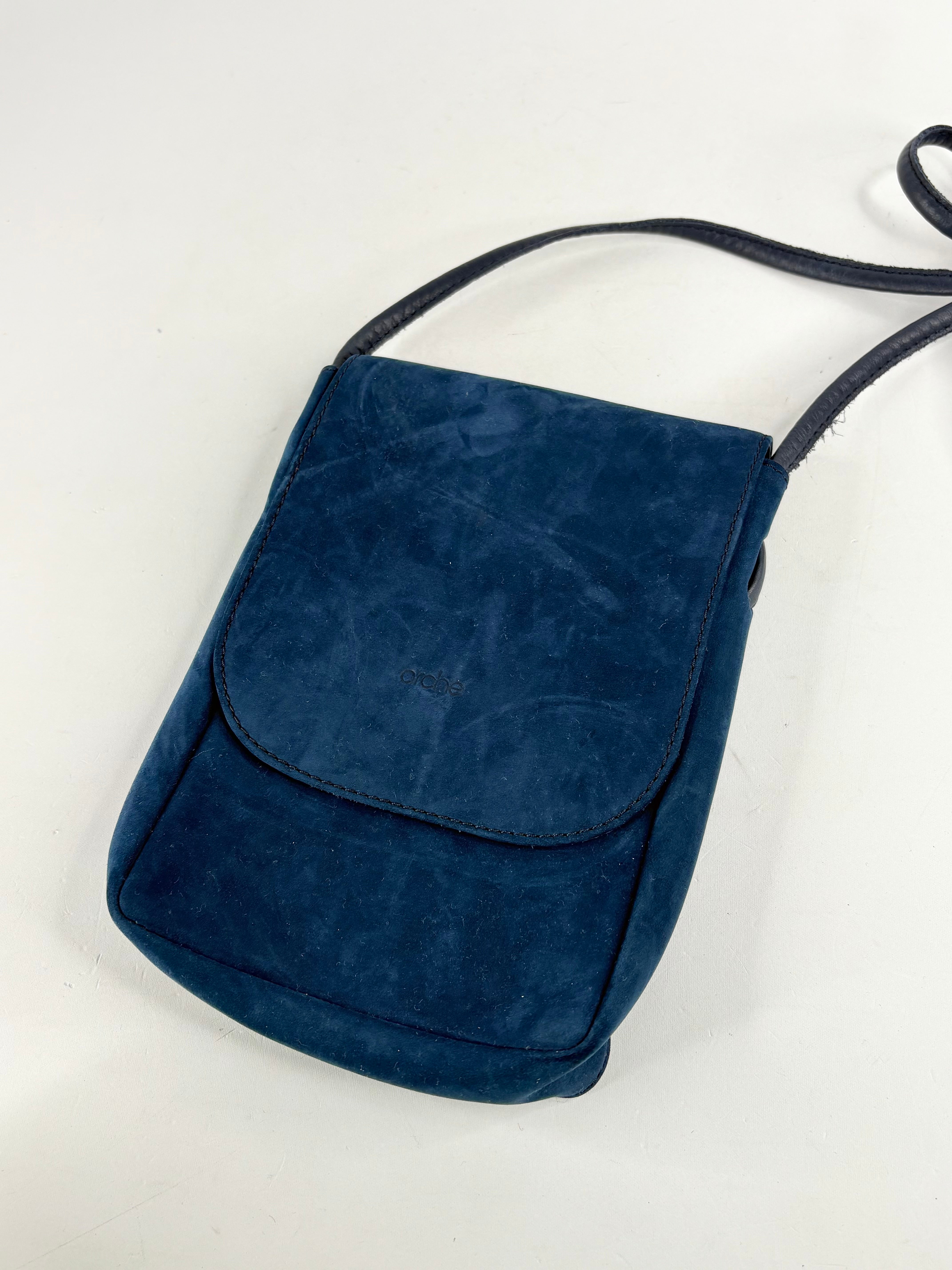 Arche Midnight Blue Suede Mini Sling Bag