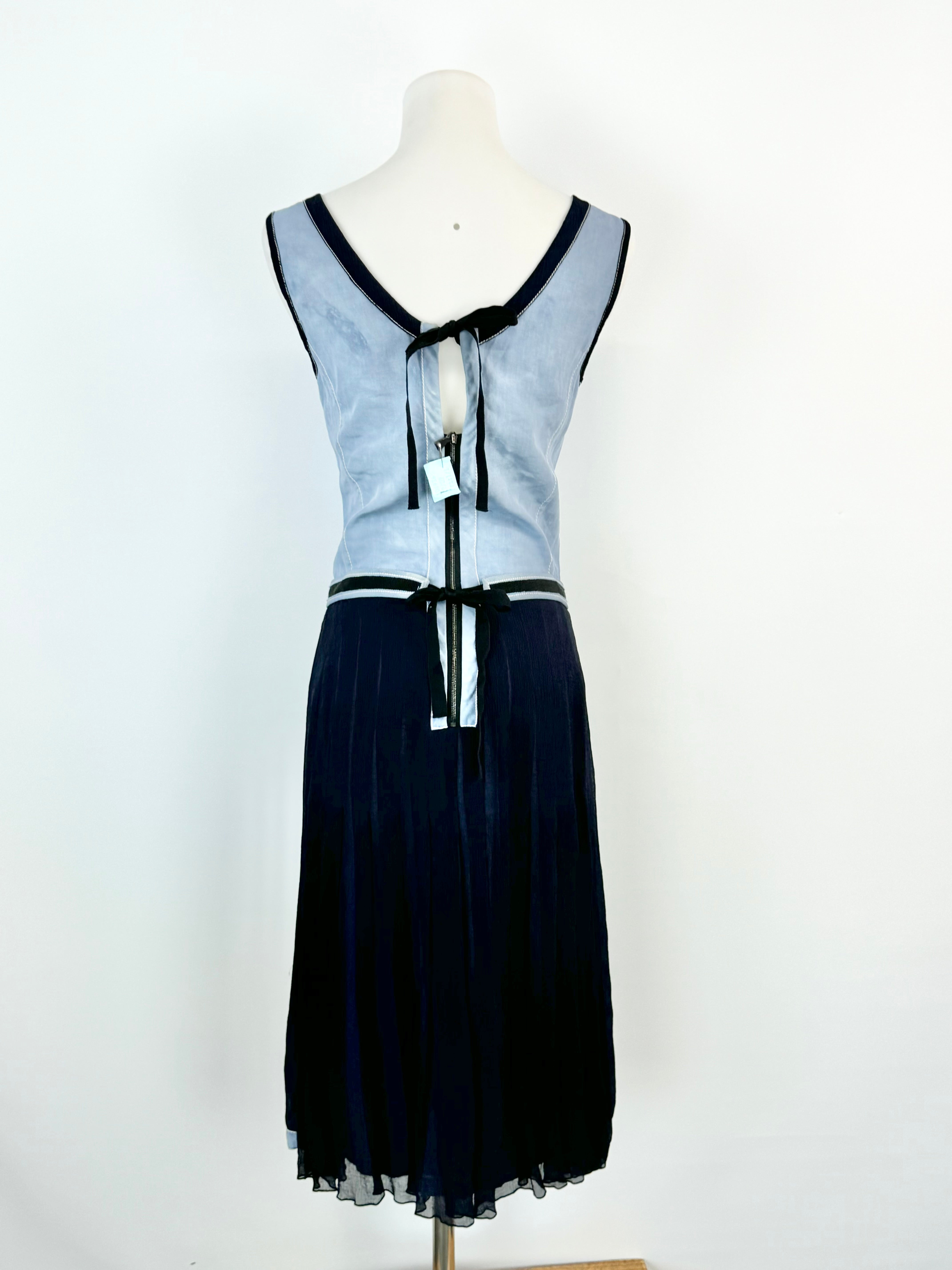 Prada Pale Blue & Dark Navy Midi Dress - AU8