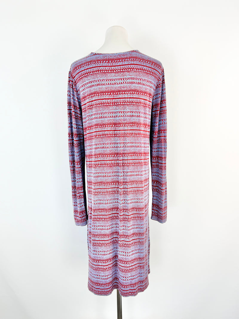 Marimekko 'Hauuhkatti Tattari Blue & Red Tunic Dress - AU10