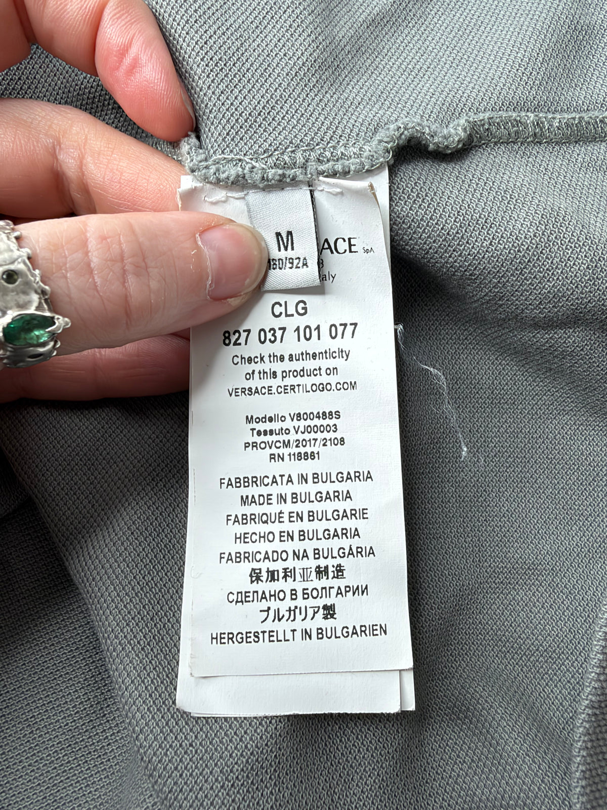 Versace Collection Ash Grey Polo Top - S