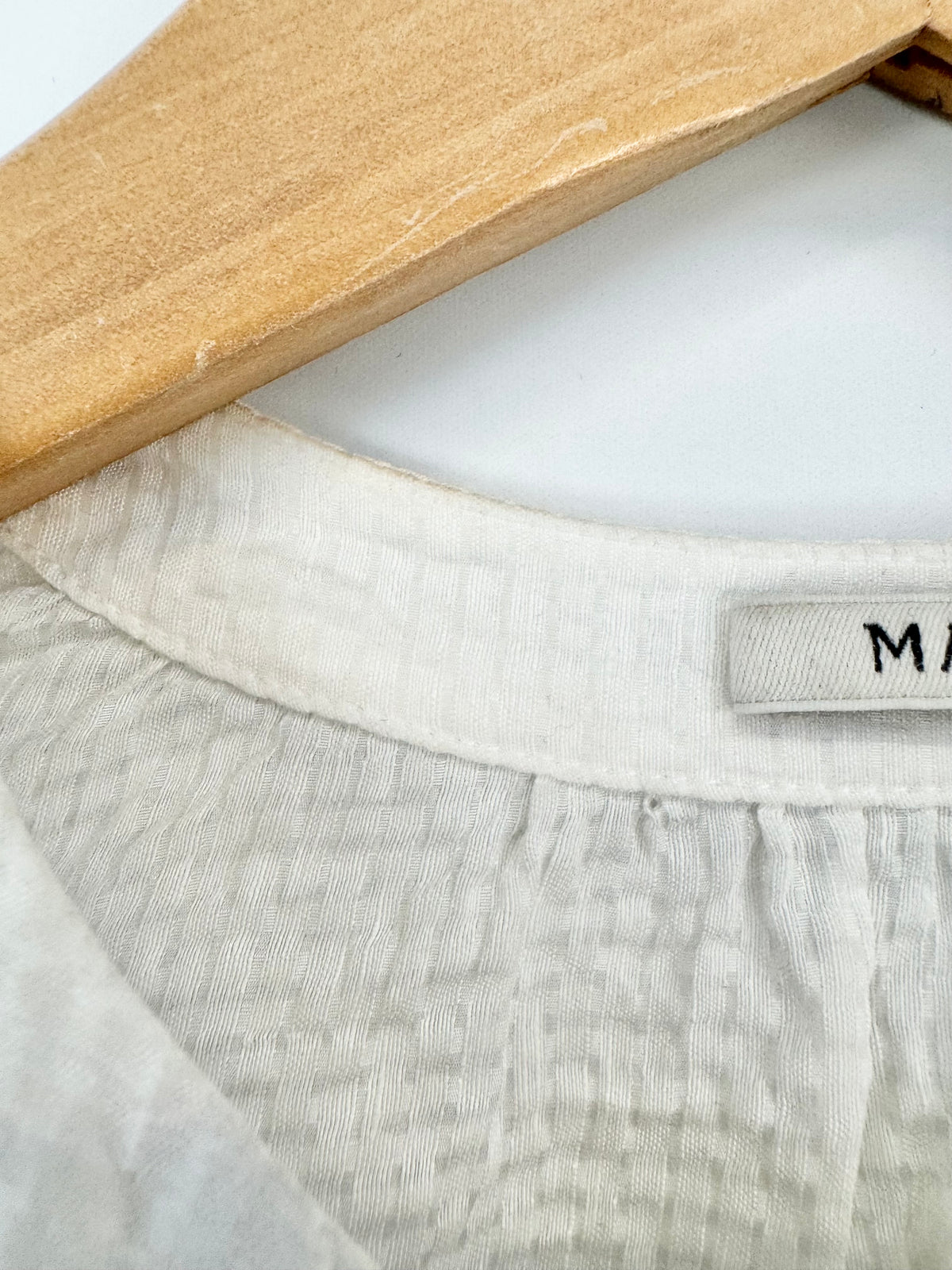 Marle White Seersucker Linen & Silk Blouse - AU10