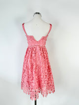 Self-Portrait Coral Pink Lace Covered Dress - AU10/12