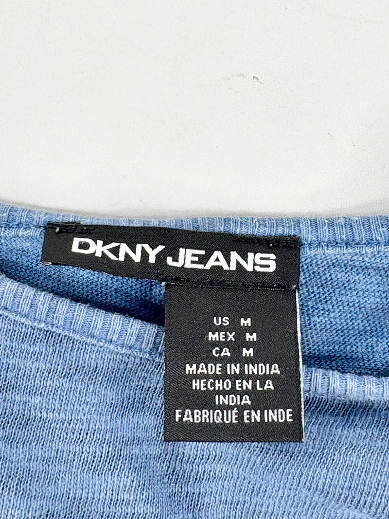 DKNY Jeans Two-Tone Blue Wash Crop Top - AU12/14