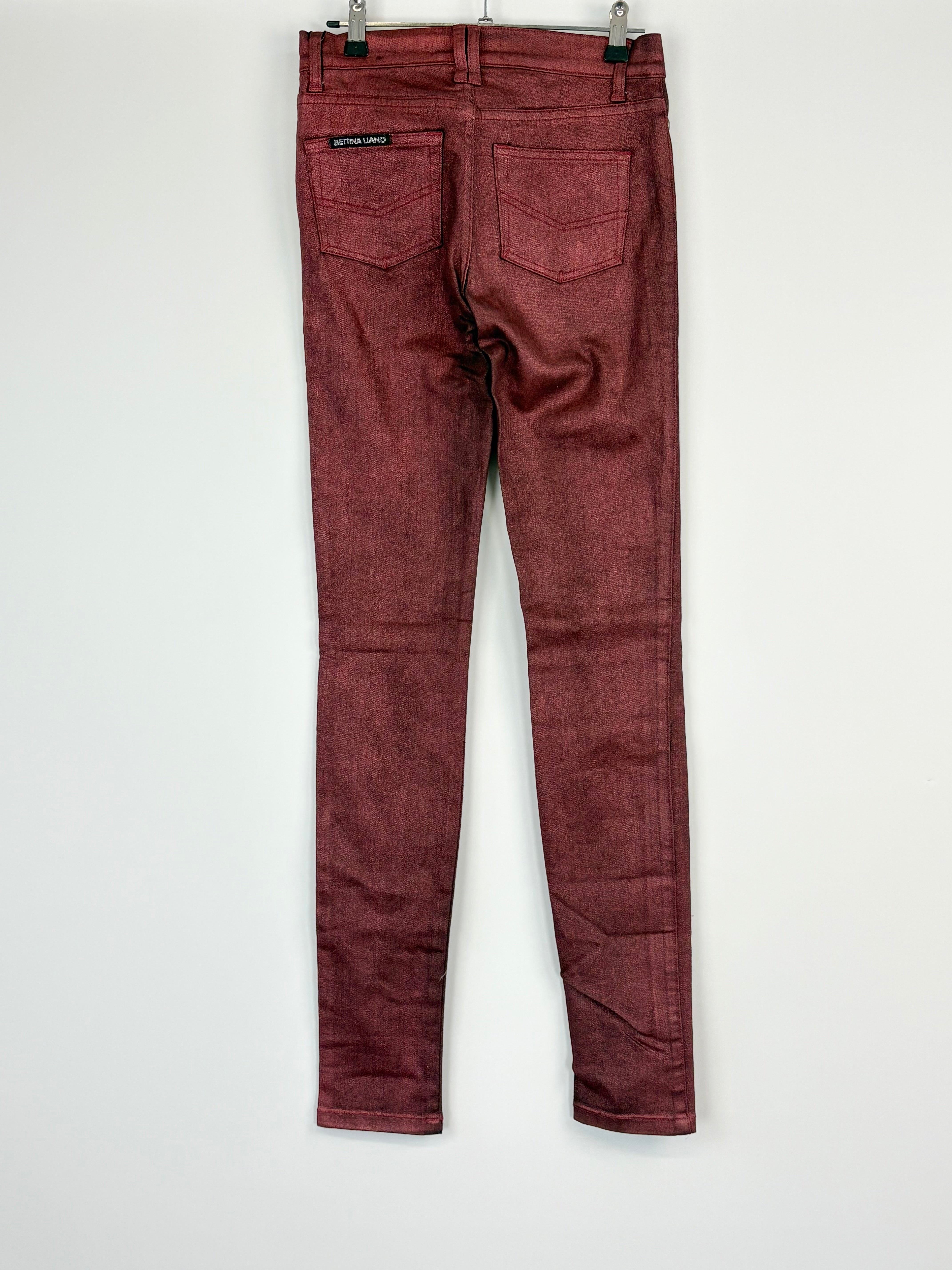 Bettina Liano Red Tinsle Coated 'OJ' Leggings - W26