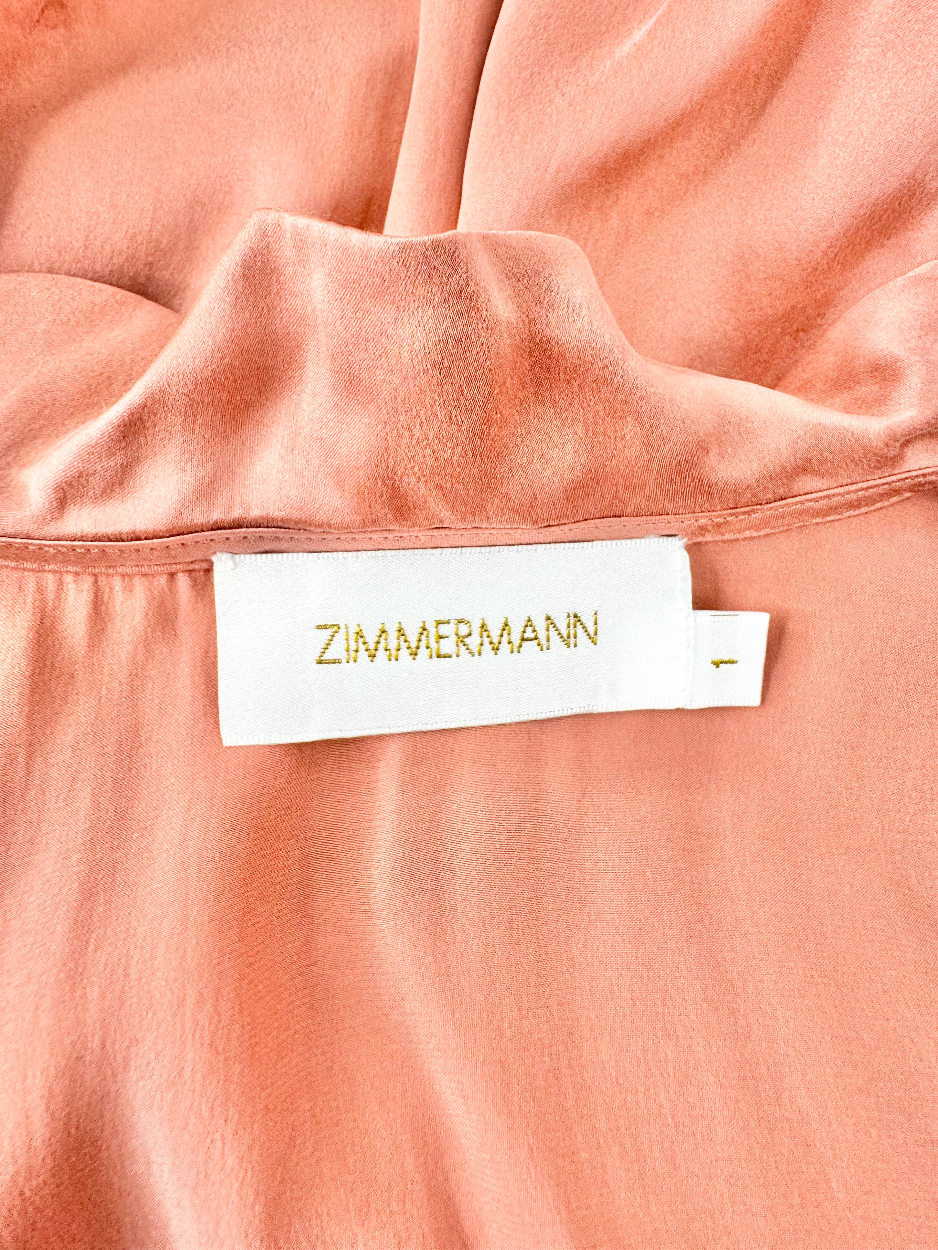Zimmermann Grapefruit Silk Frill Dress - AU10