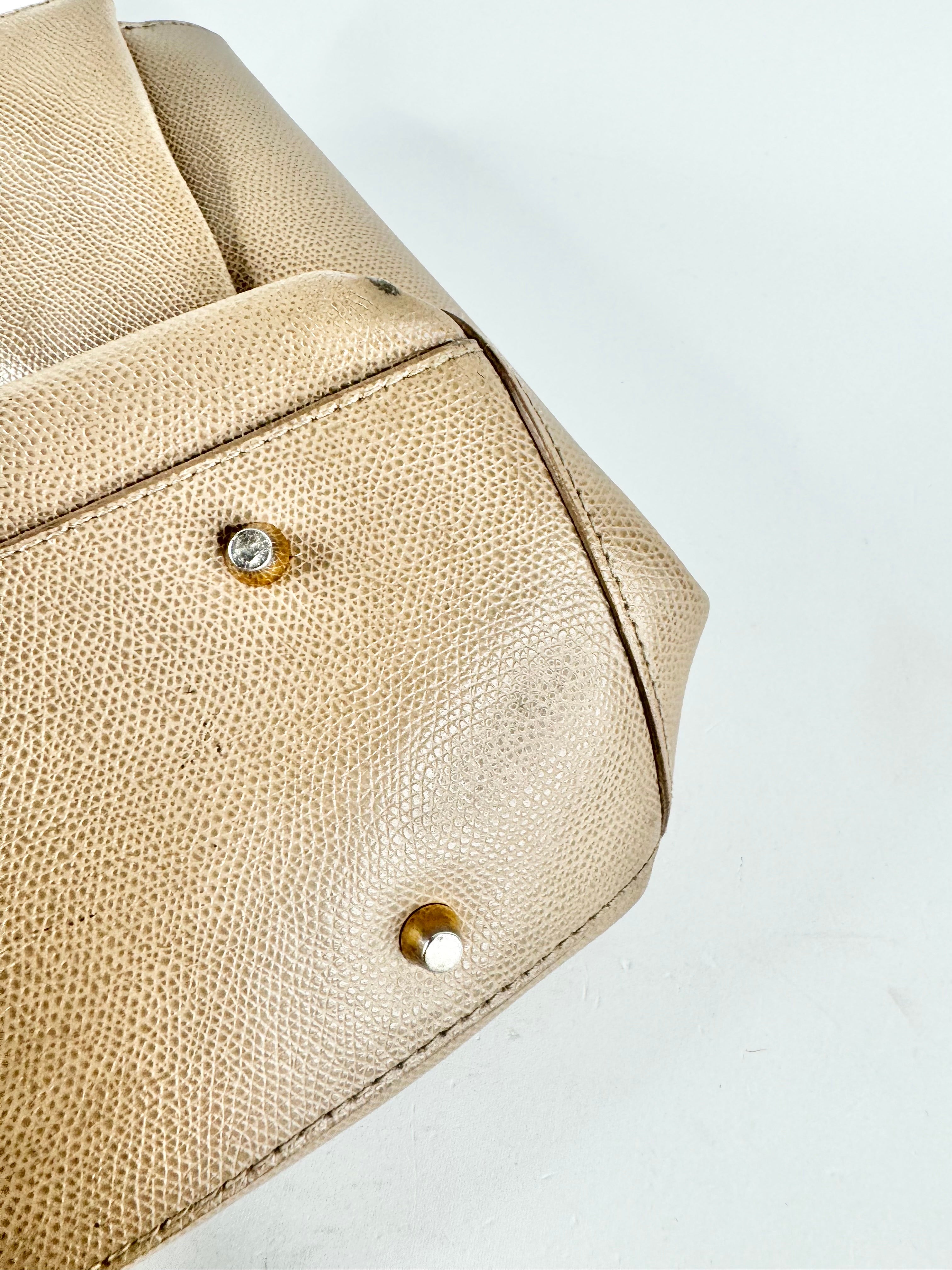 Furla Pebbled Taupe Leather Shoulder Bag