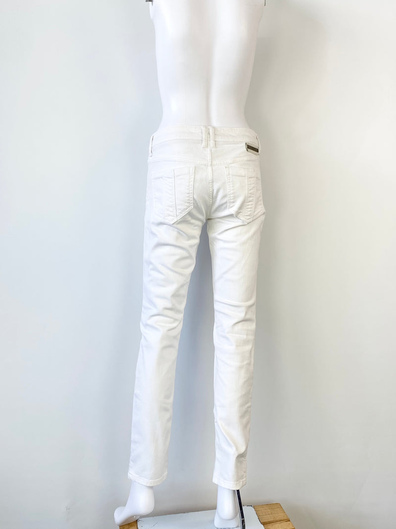Burberry Brit Low Slung White Cotton Blend Jeans - 29