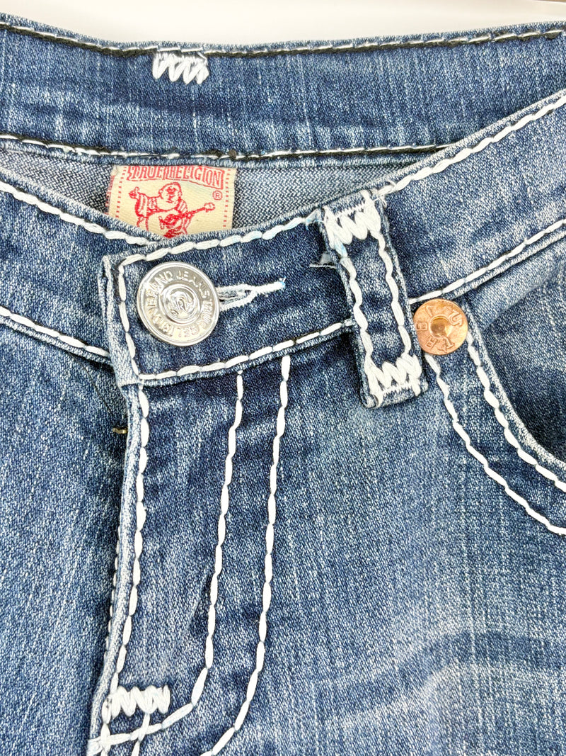 True Religion Dark Blue Distressed Skinny-Fit Jeans - W29