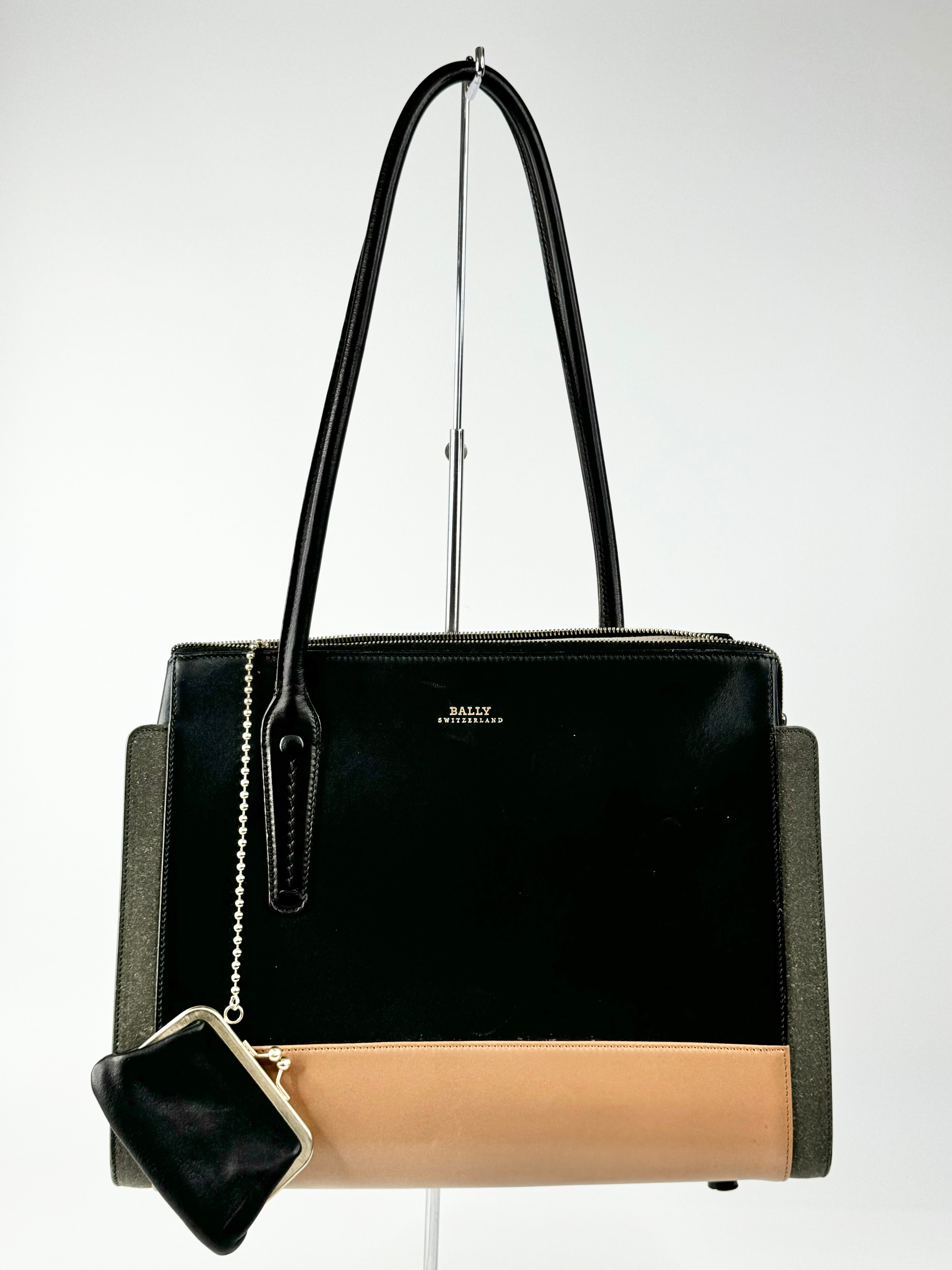 Bally Black Grey & Tan Tricolour Tote Bag
