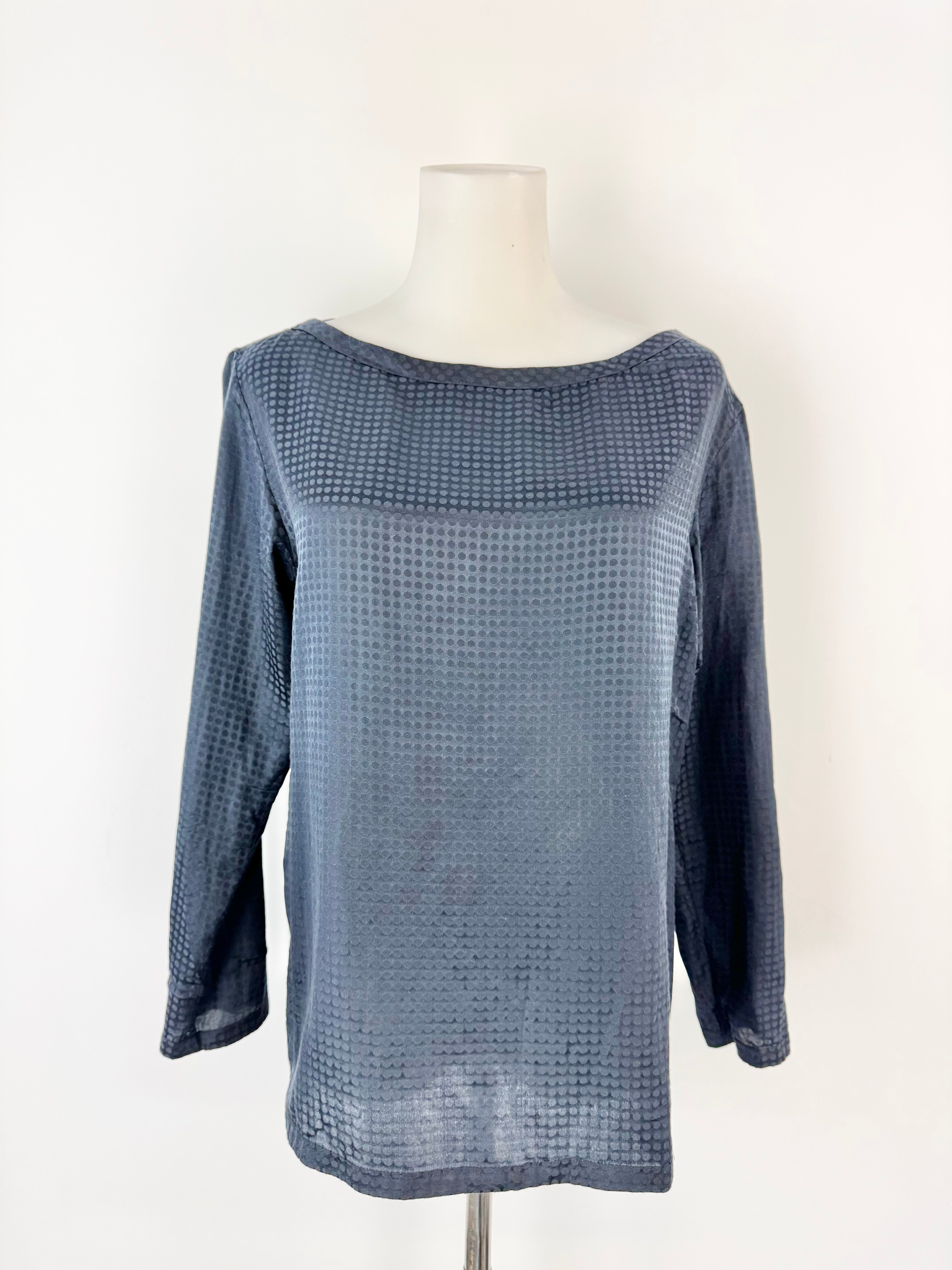 A.P.C Rue Madam Paris Blue Dot Silk & Cotton Blouse - AU8