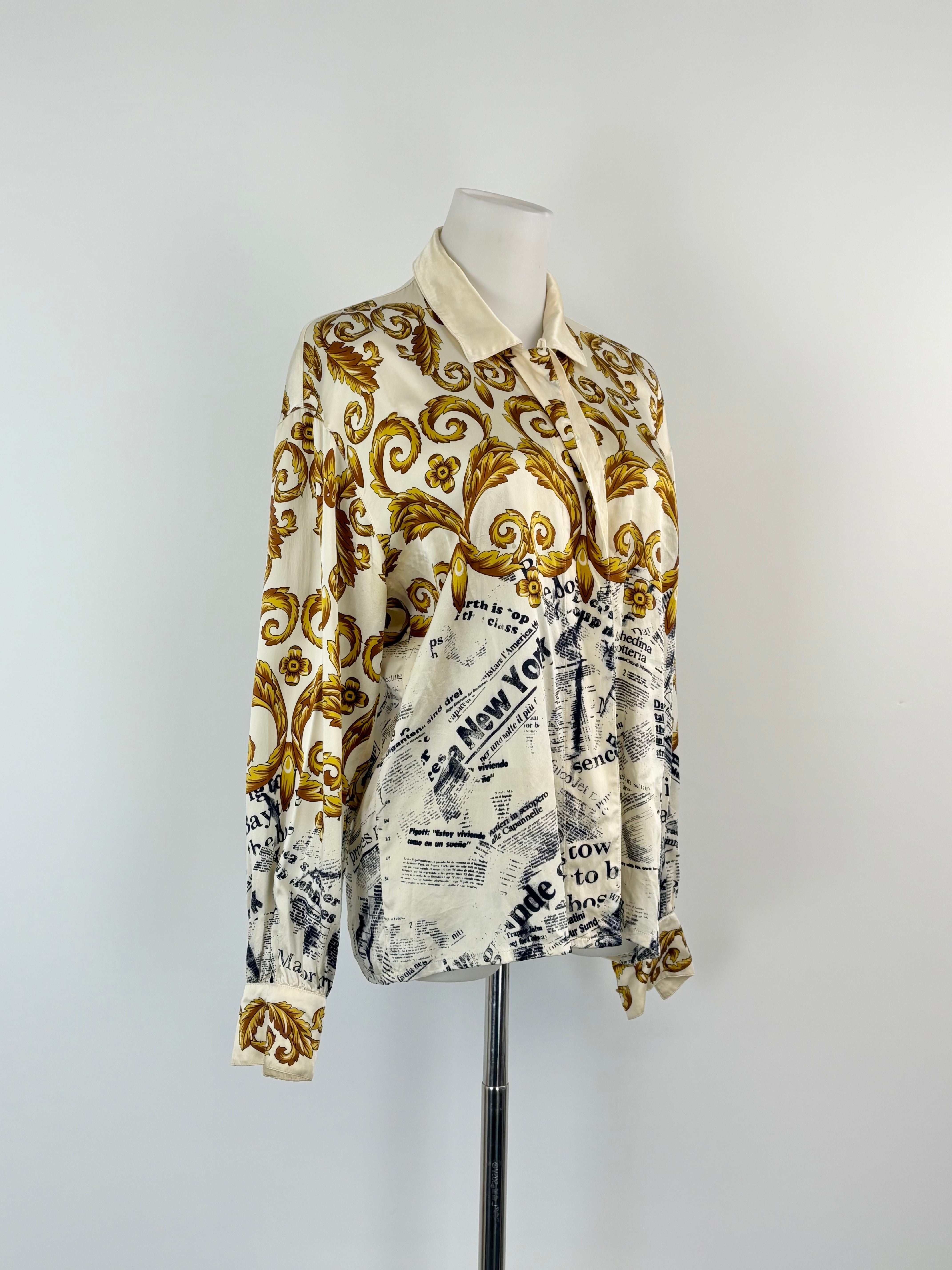 Escada by Margaretha Ley Vintage Majolica Pattern Silk Blouse - AU8
