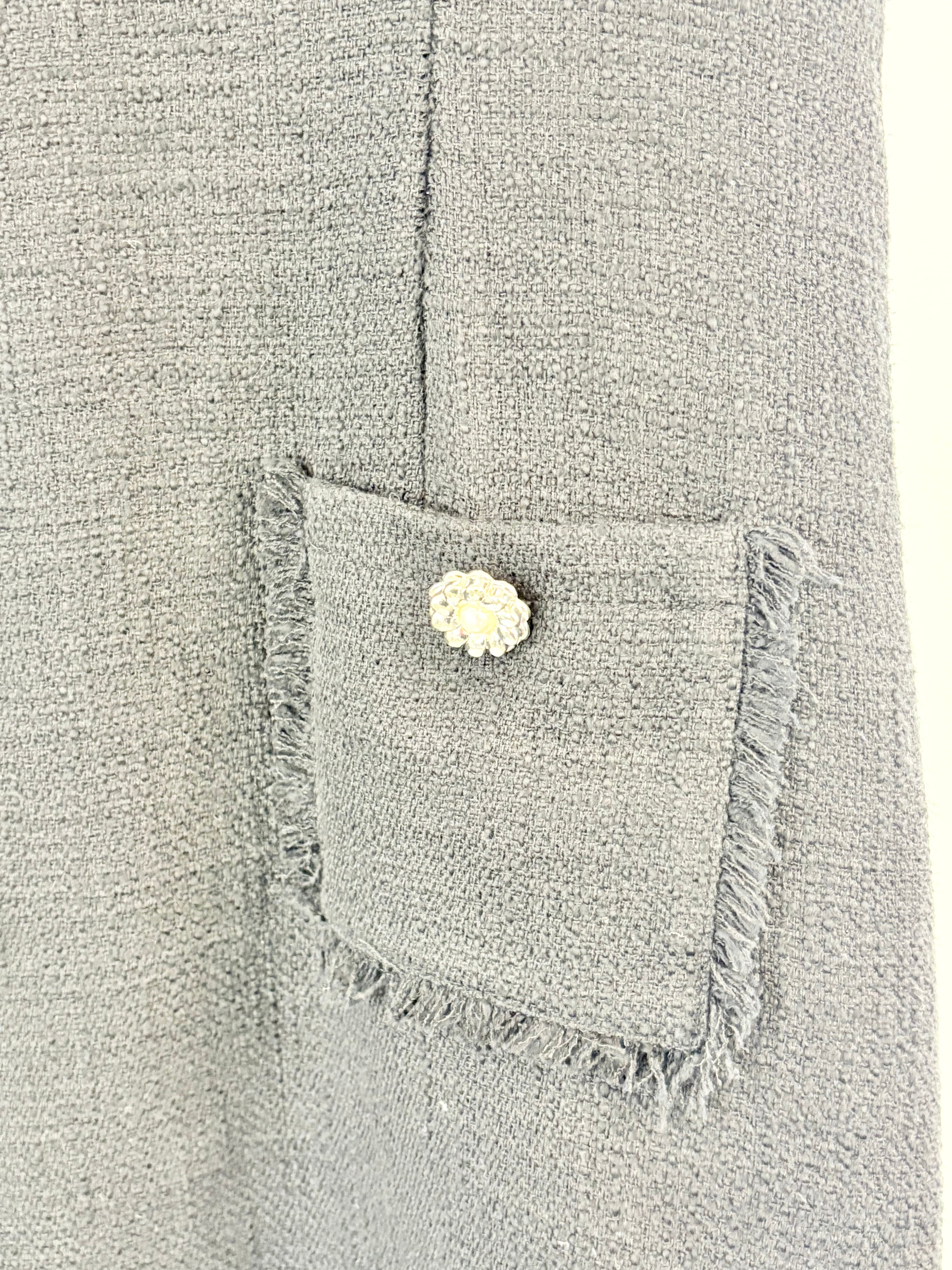 Karl Lagerfeld Black Fringed-Hems Tweed Midi Dress - AU10