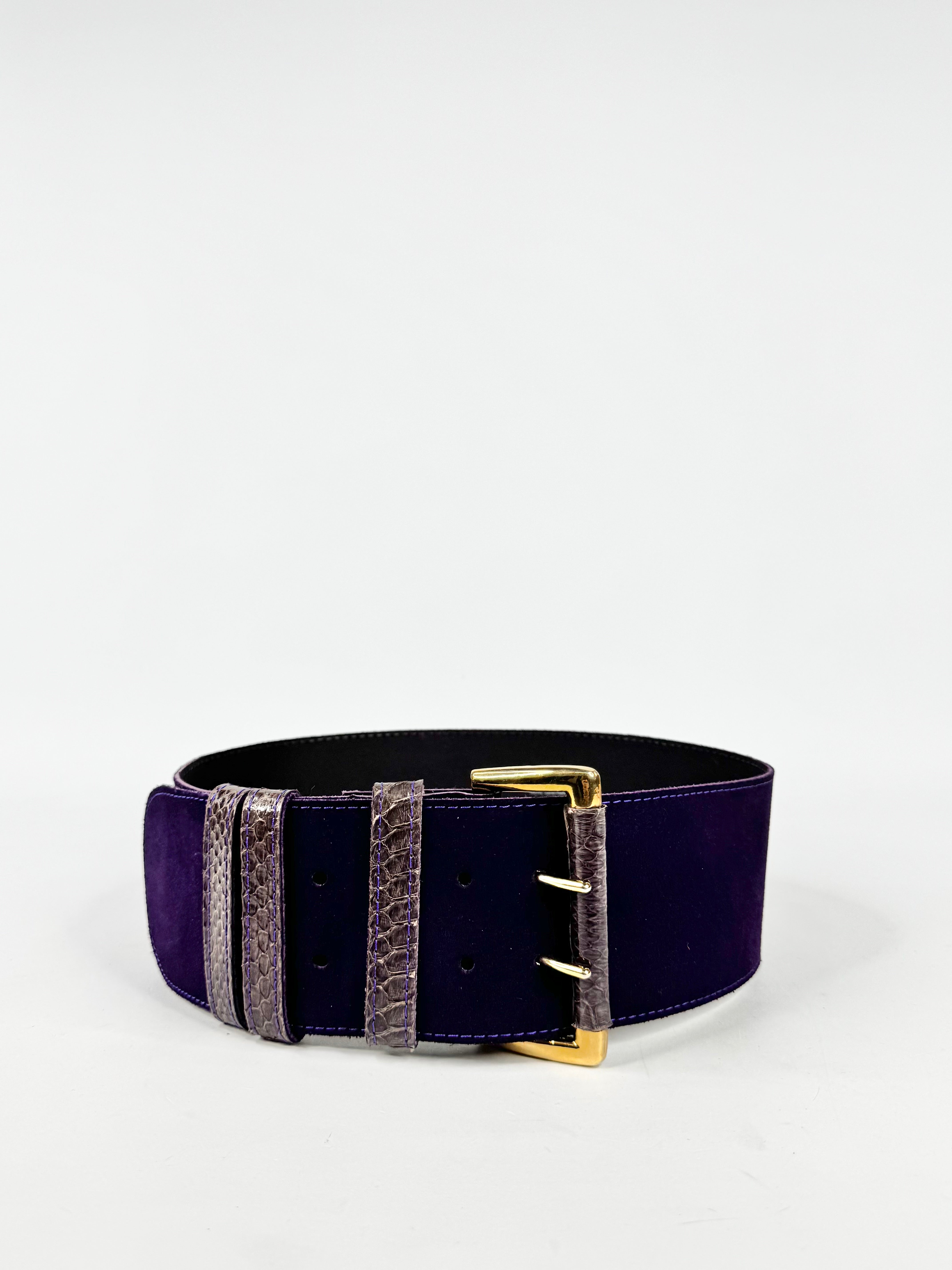 Nolas Indigo Suede Electric Blue Stitch Trim Waist Belt - 30/76