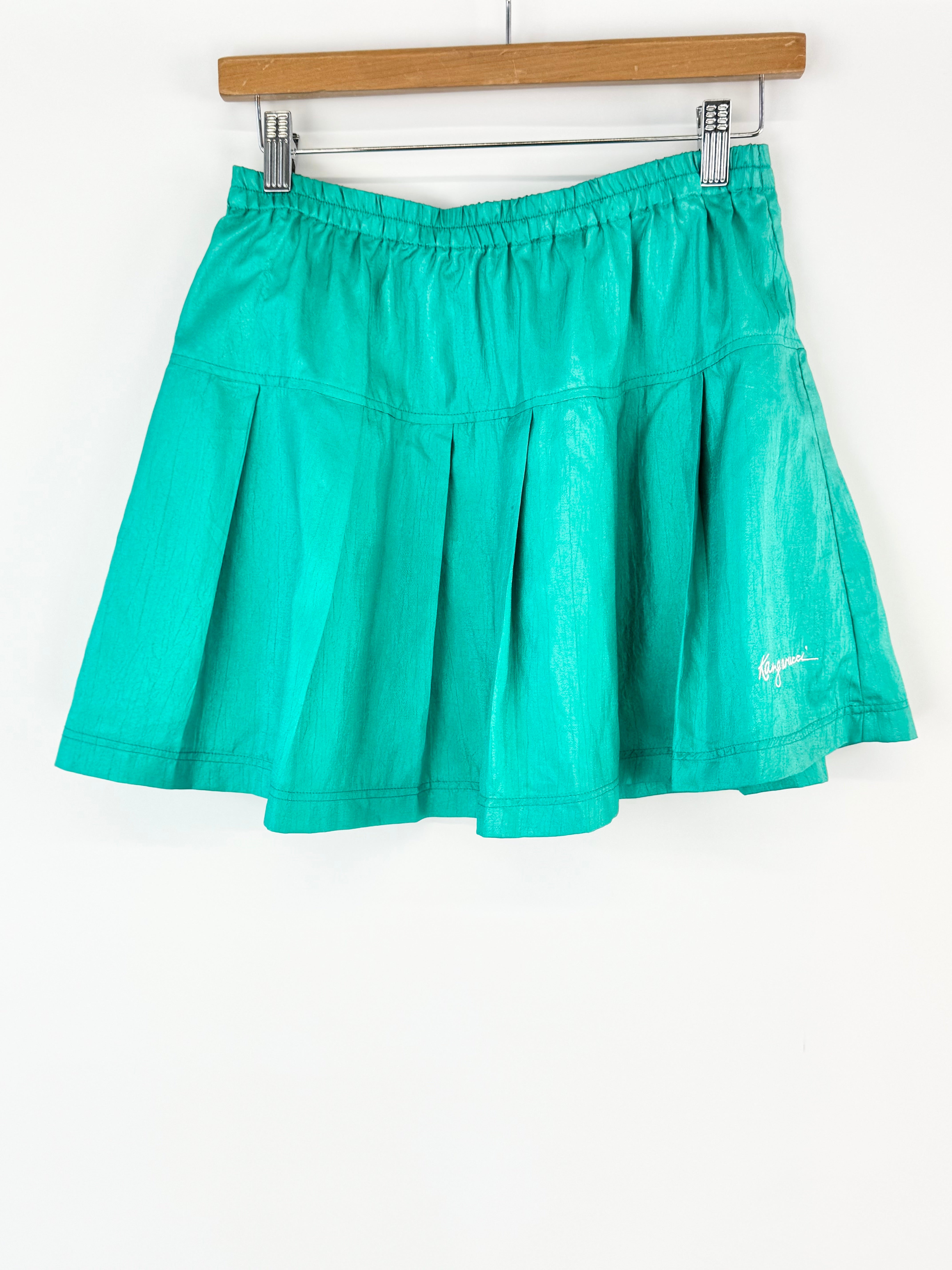 Vintage 90s Kangarucci Teal Pleated Mini Skirt - AU12