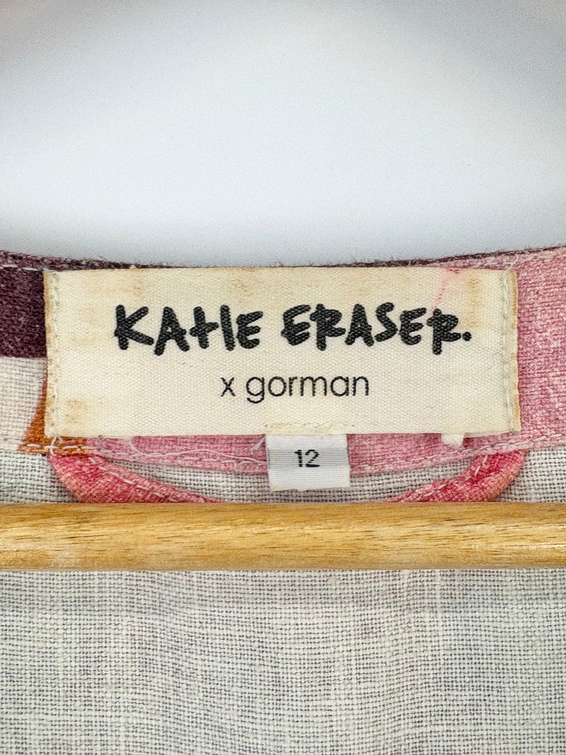 Gorman x Katie Eraser Multicolour Bubble-Print Linen Midi Dress - AU12