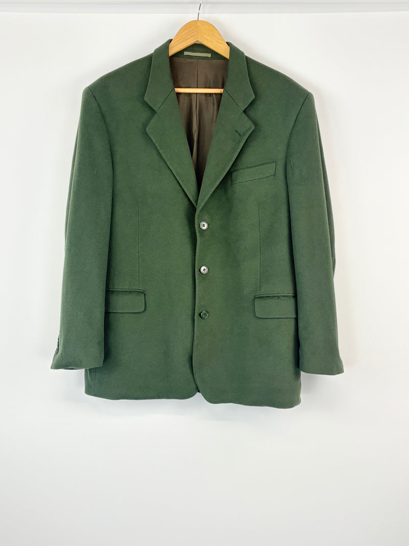 Vintage Yves Saint Laurent Pour Homme Forest Green Wool-Blend Jacket - 52R