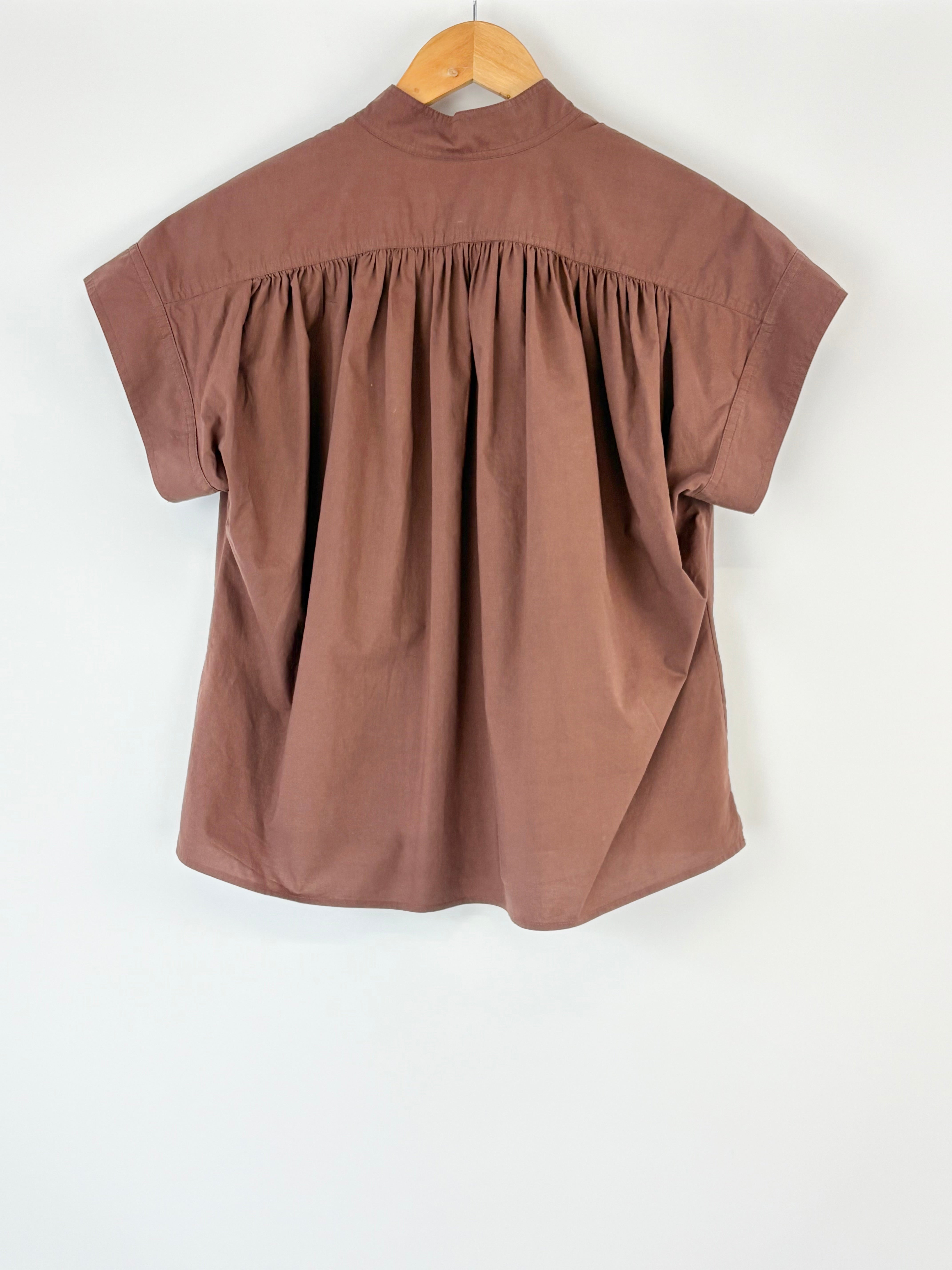 Oroton Chocolate Brown Boxy-Fit Blouse - AU6