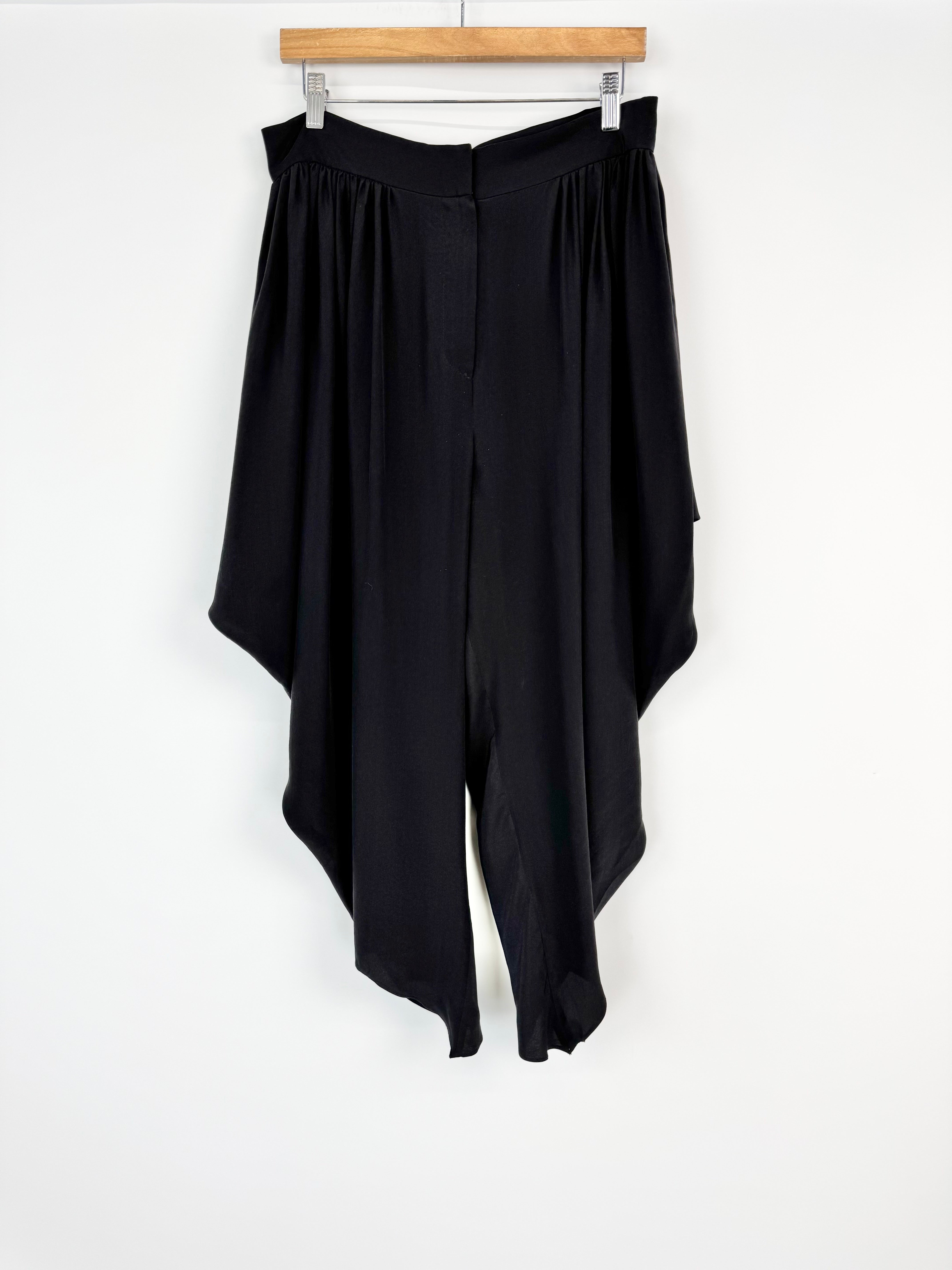 Carla Zampatti Black Silk Wide Waist Slacks - AU12