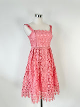 Self-Portrait Coral Pink Lace Covered Dress - AU10/12