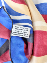 Longchamp x Julien Calot Abstract Blue & Red Duck Patterned Silk Scarf