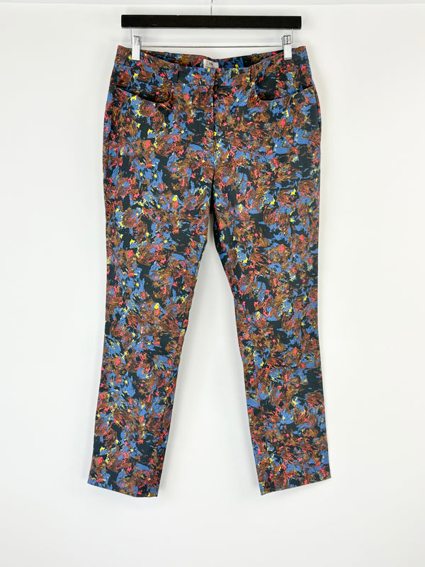 Colorful patterned pants on a white background