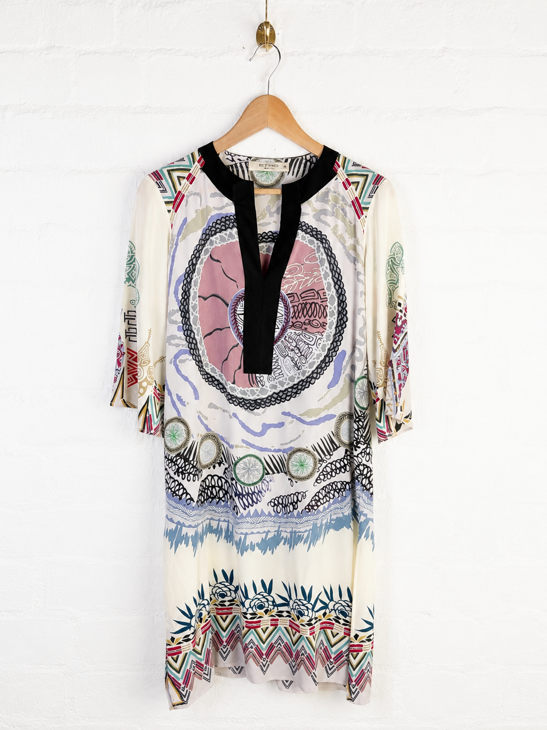 Etro Milano Ivory Silk Patterned Tunic - AU8/10