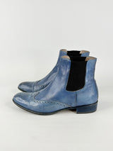 Habbot. Blue Leather 'Juggler' Ankle Boots - EU40