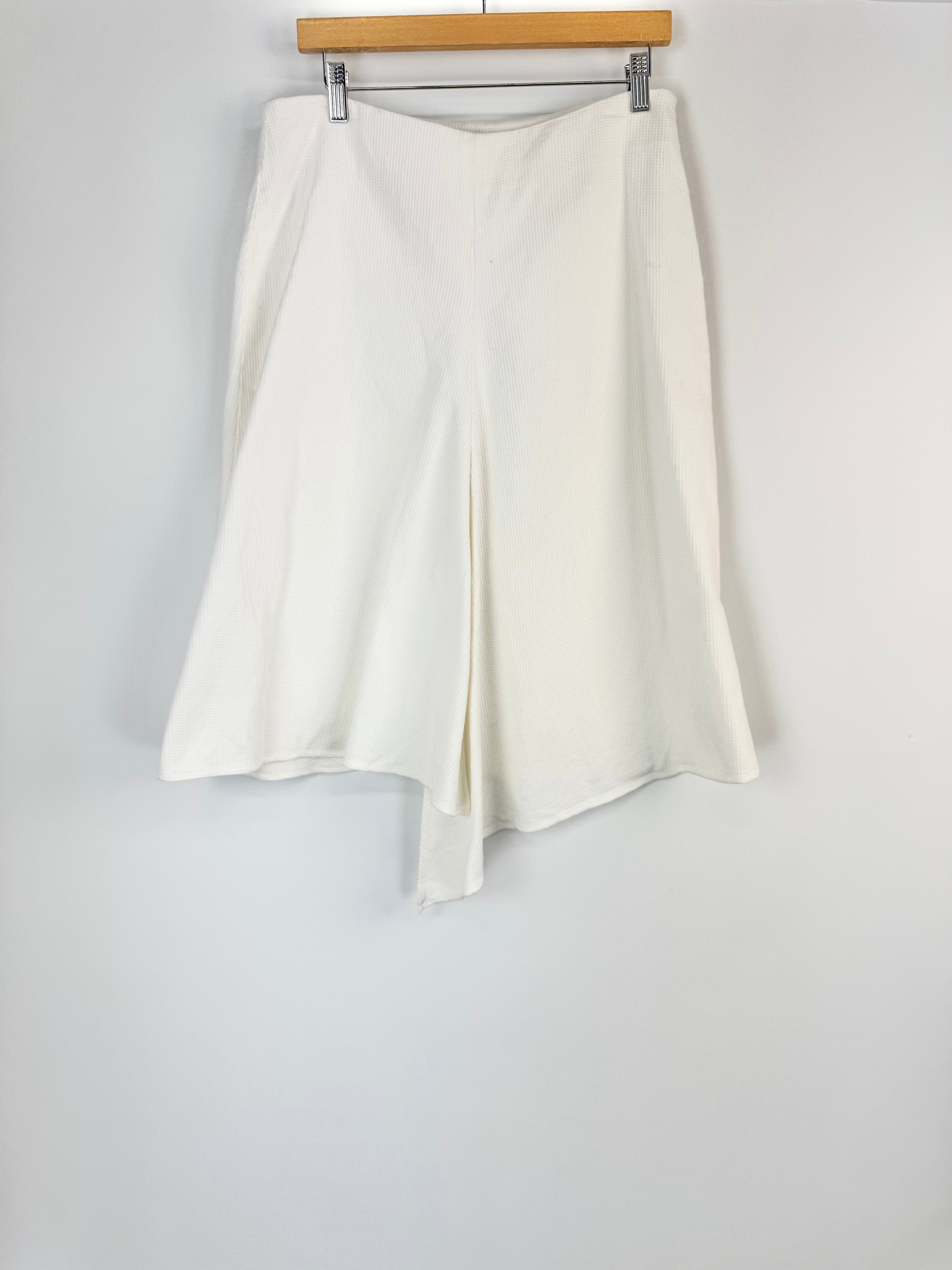 Carla Zampatti Cream Cotton Waffle Asymmetric Skirt - AU12