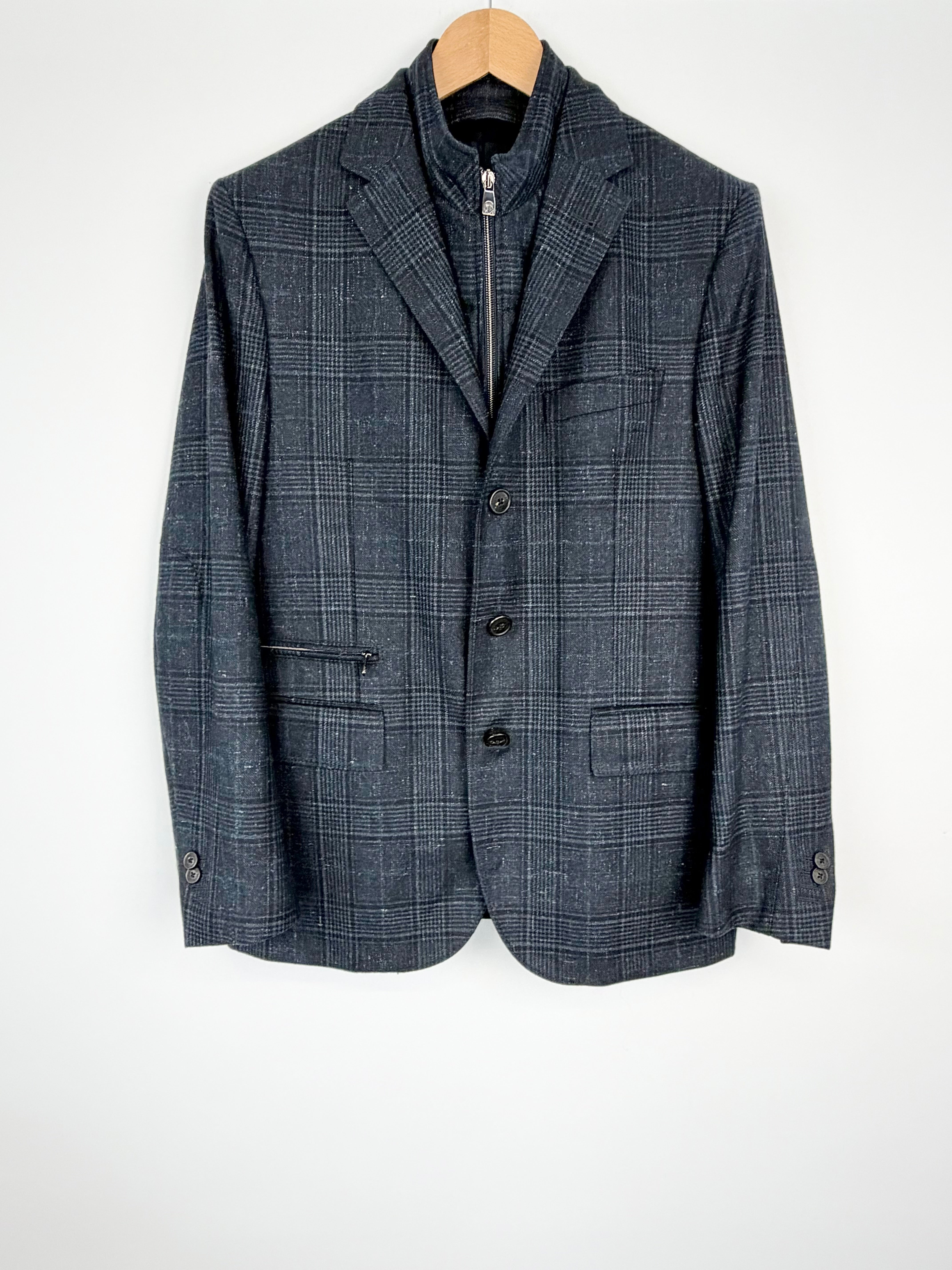 Milestones by Corneliani Blue Plaid 'Identity' Wool Blazer - 52