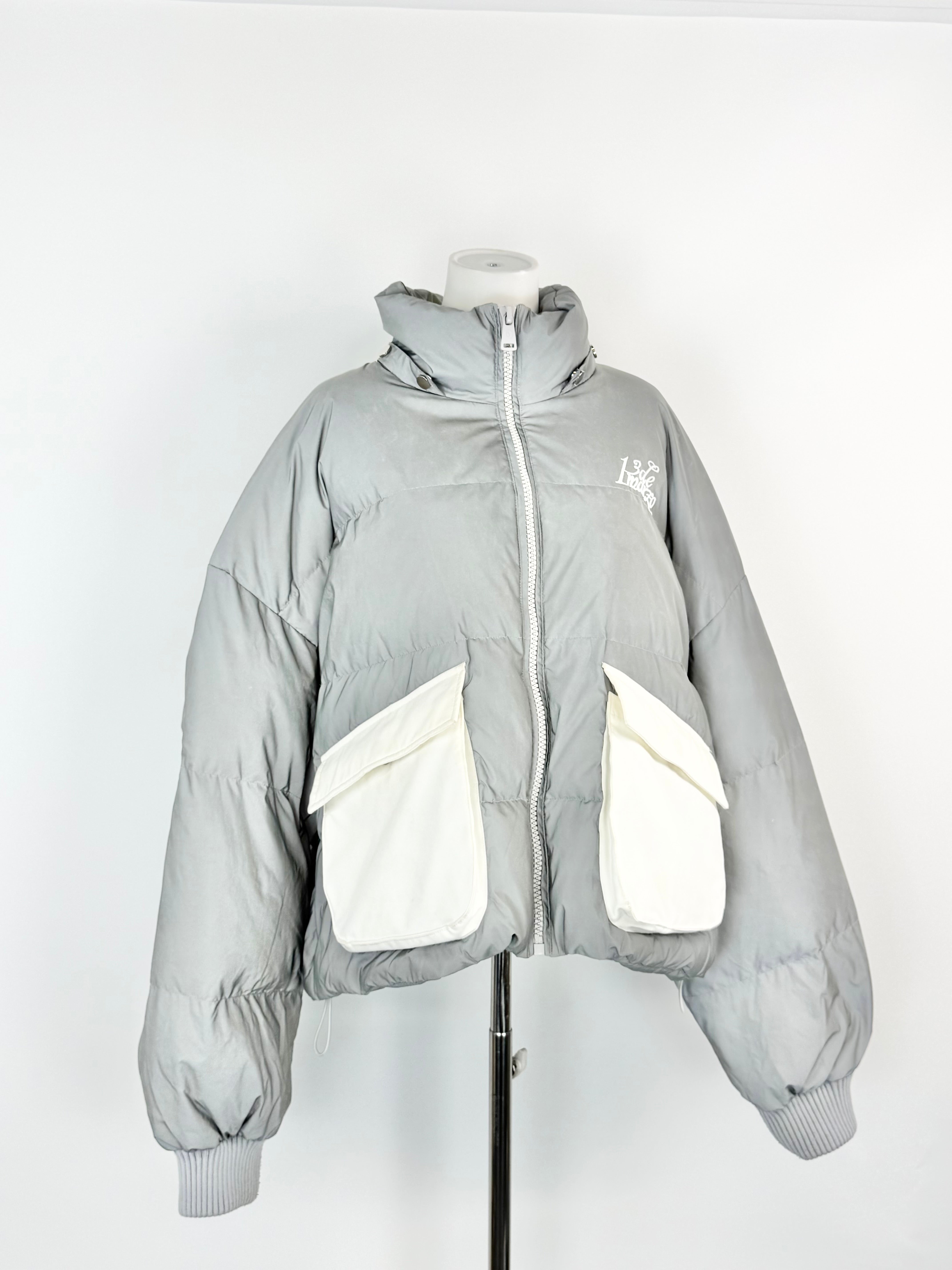 13DE MARZO Silver Reflective Puffer Jacket - AU10