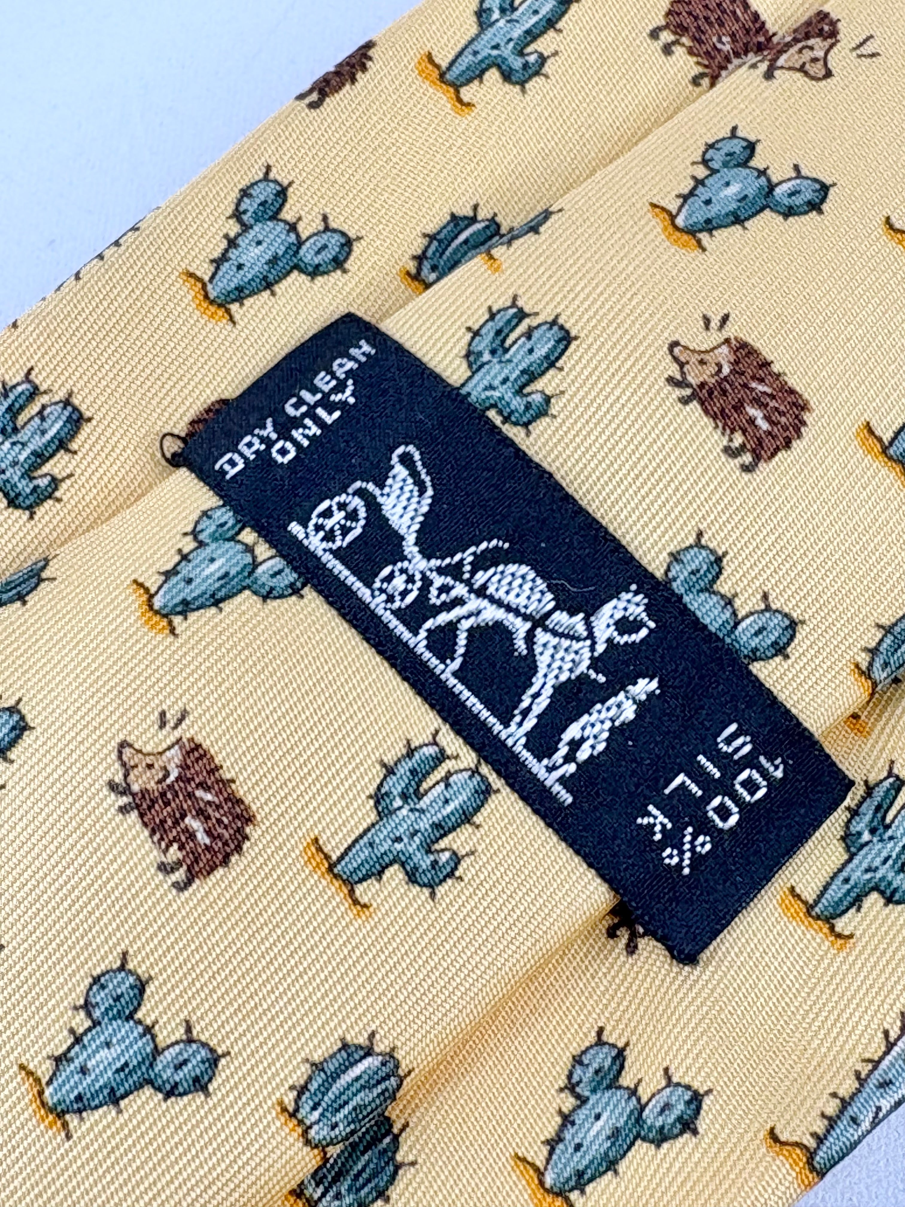 Hermès Yellow Cactus & Hedgehog Silk Tie
