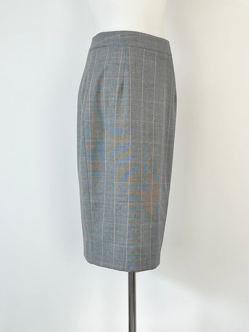 Farage Charcoal Striped Wool Midi Skirt - AU6