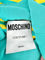 Moschino Couture! Yellow & Blue Striped Cotton Mini Skirt - AU8