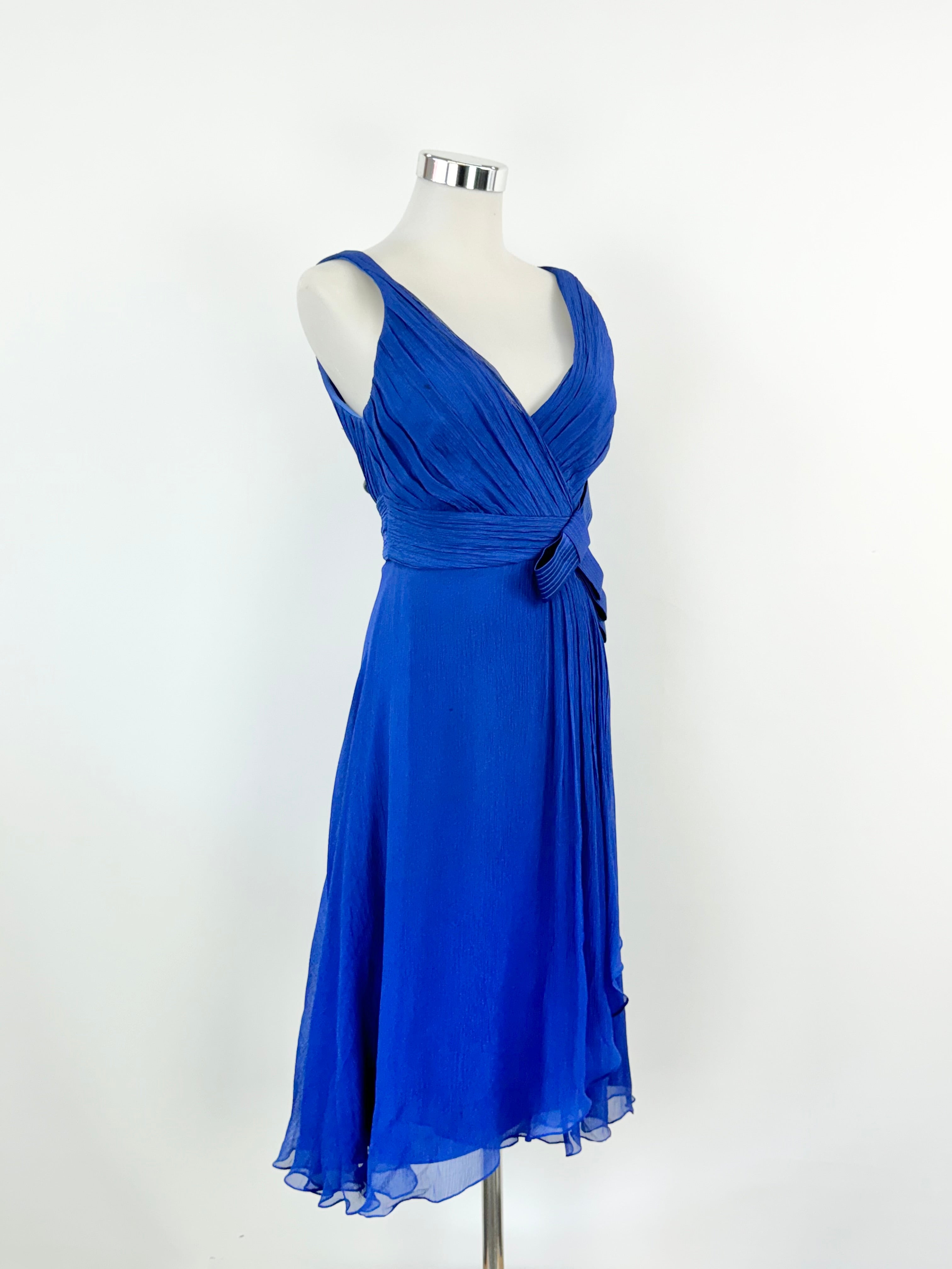 Mabel Magalhaes French Blue Chiffon Silk Midi Dress - AU8