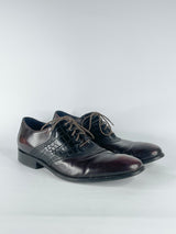 Cole Haan Burgundy Crocodile-Skin Leather Lace Ups - 12