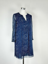 Diane von Furstenberg Blue Speckled Silk Dress - AU10