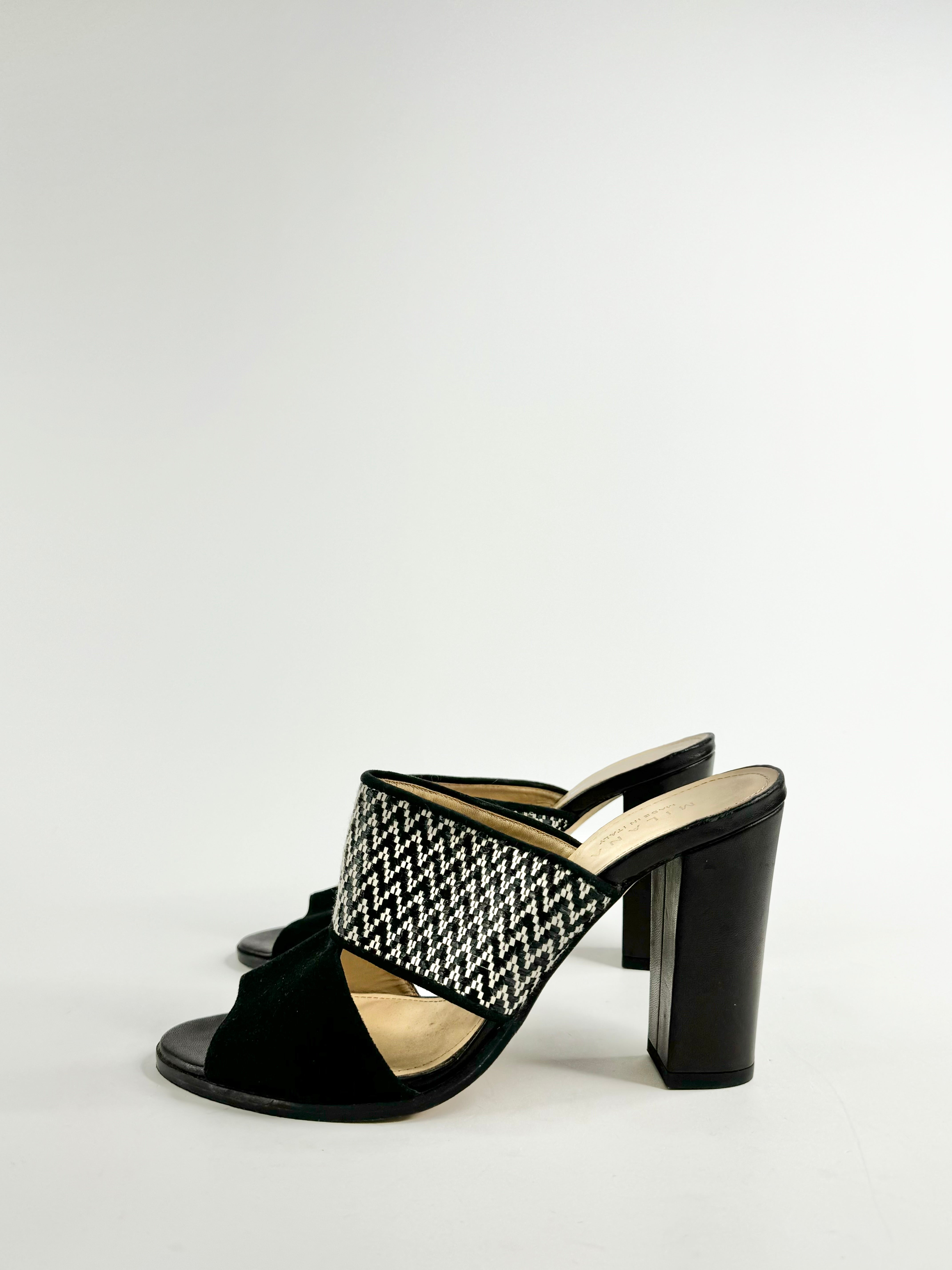 Milana Black & White Peep Toe Heels - EU41