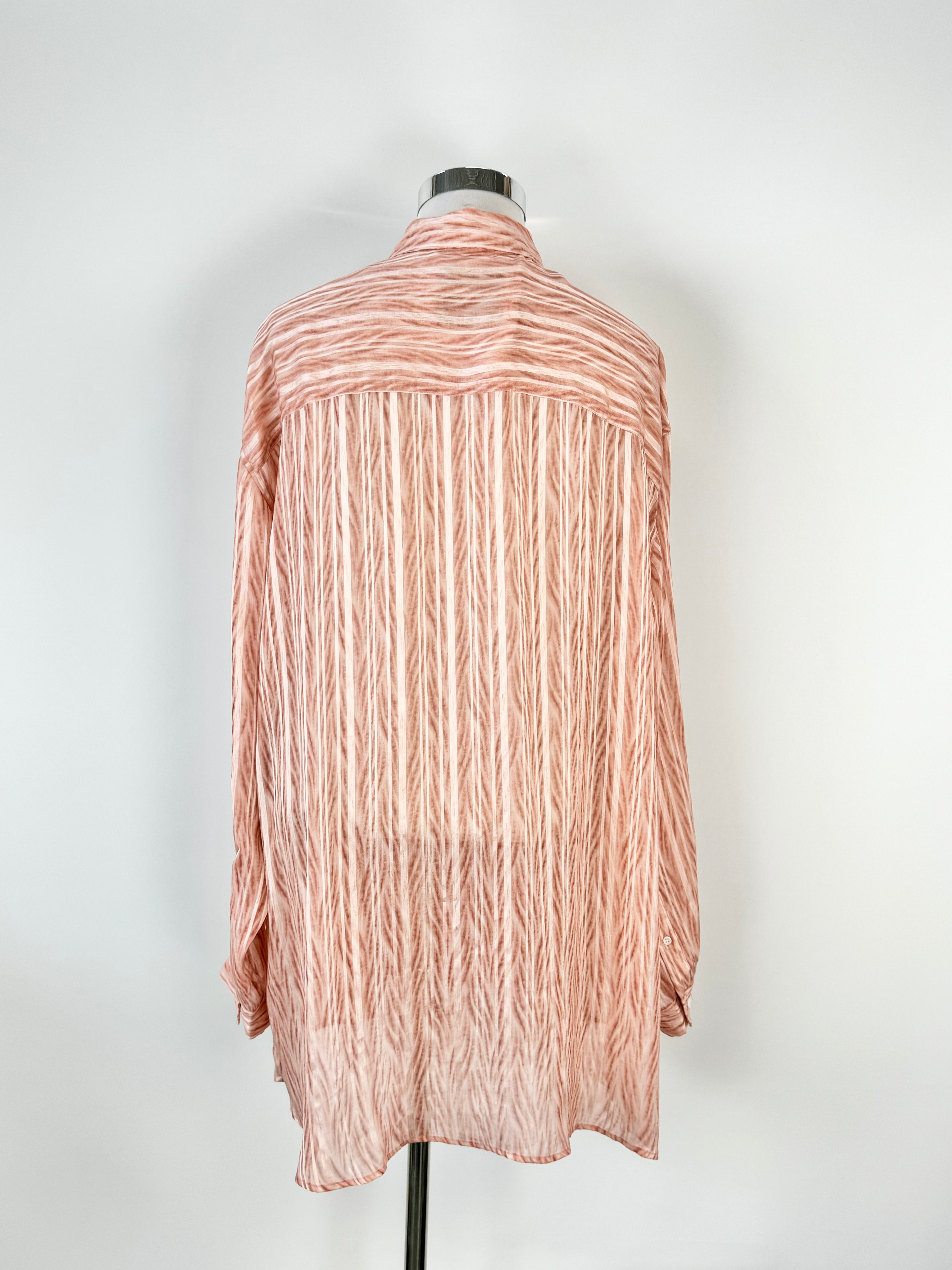 Blanca Soft Peach Striped Sheer Shirt - AU8/10/12