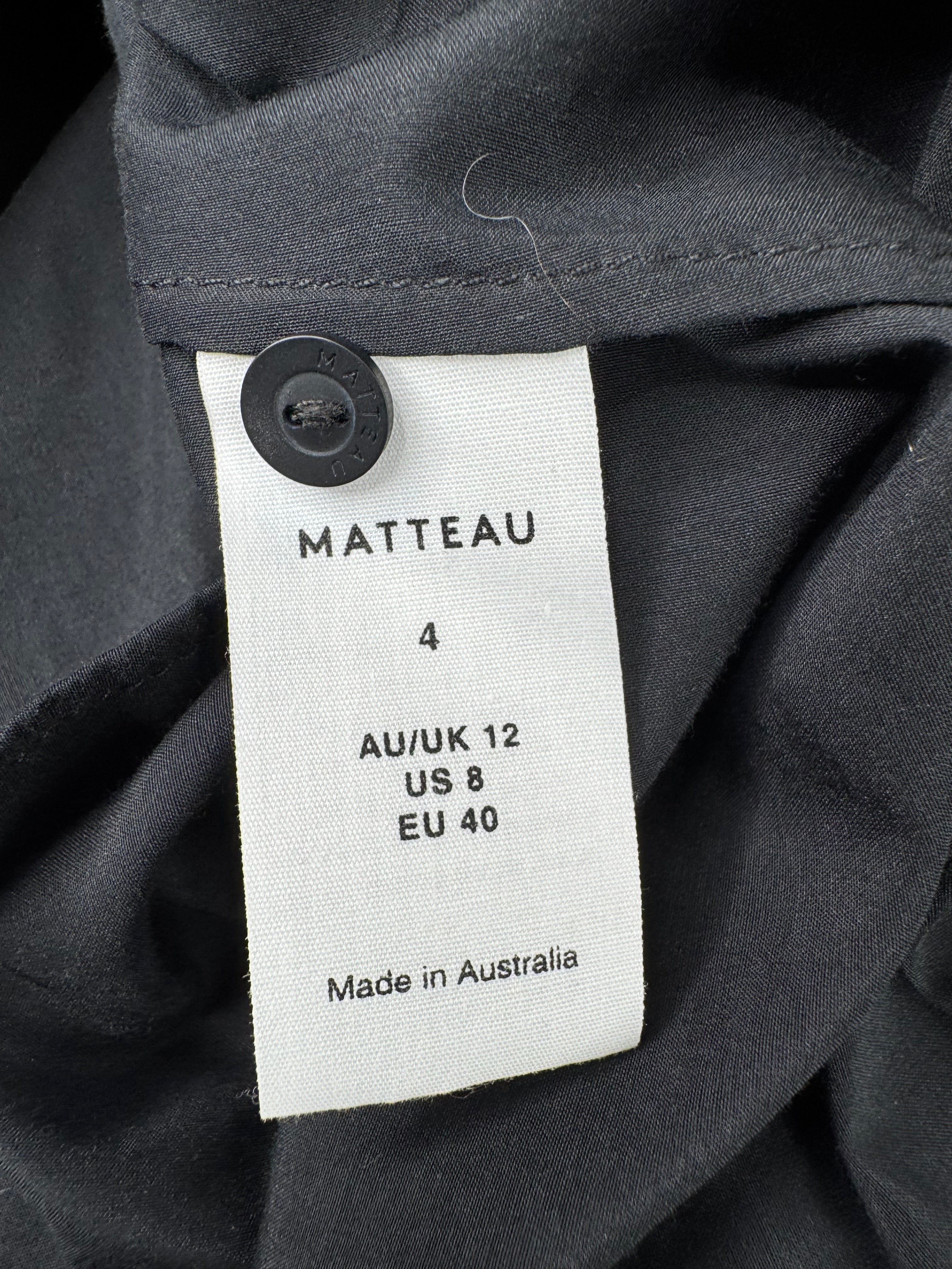 Matteau Black Silk & Cotton Tiered Maxi Dress - AU12