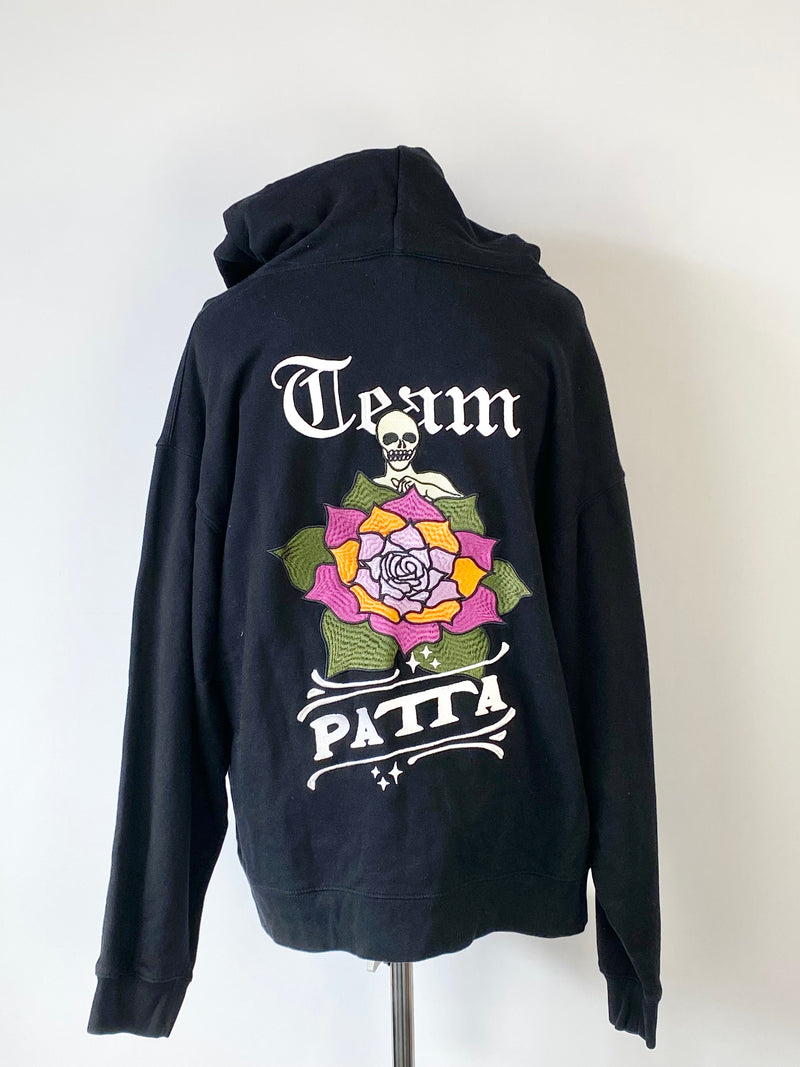 Patta Clothing Black Rose Embroidered Hoodie - XL