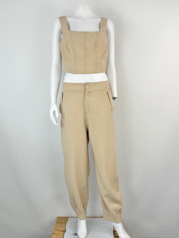 Dot. the Label Beige Crop Top & Pants Set - AU10